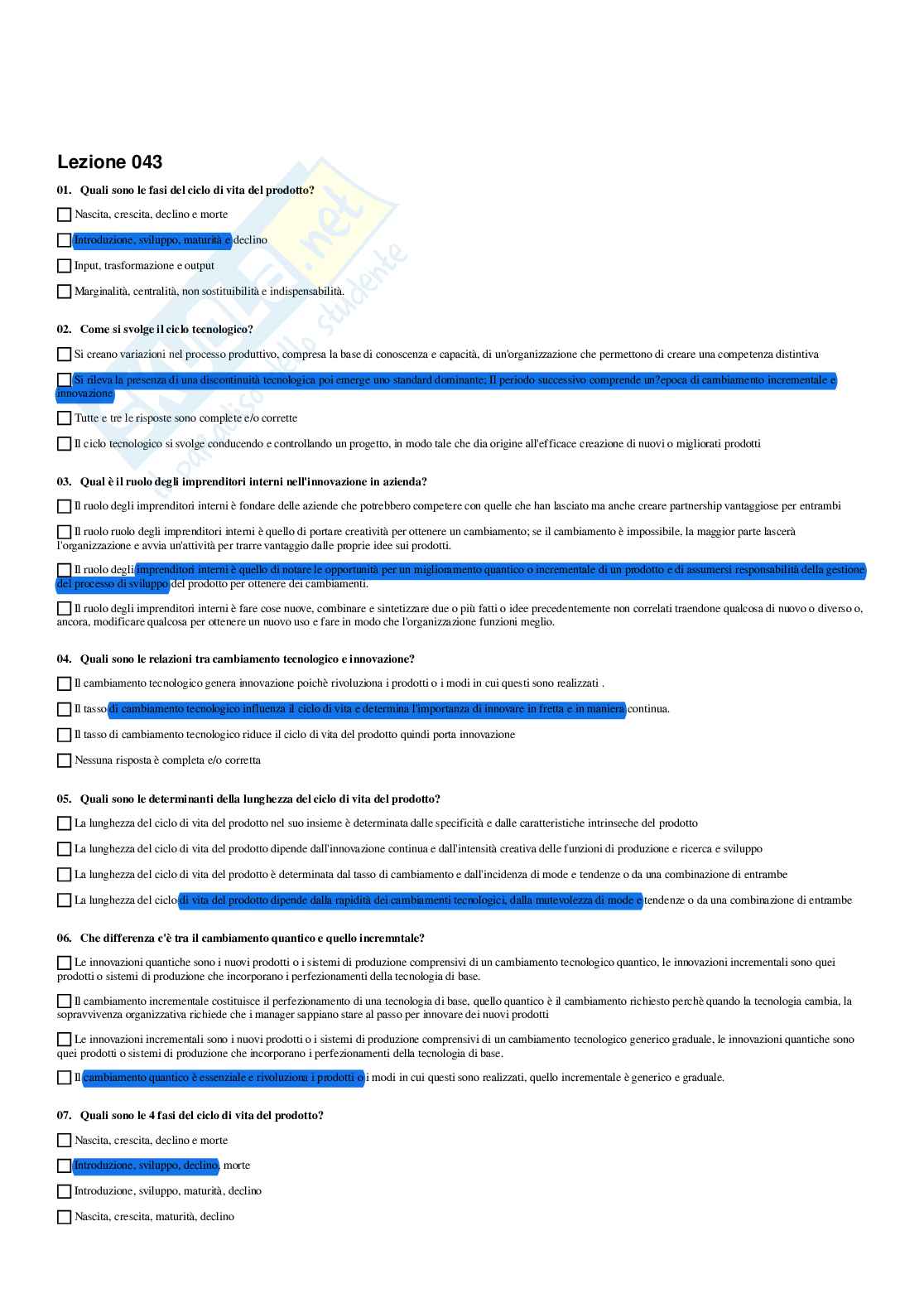 Paniere Organizzazione aziendale - Risposte multiple - aggiornato (2026) Pag. 71