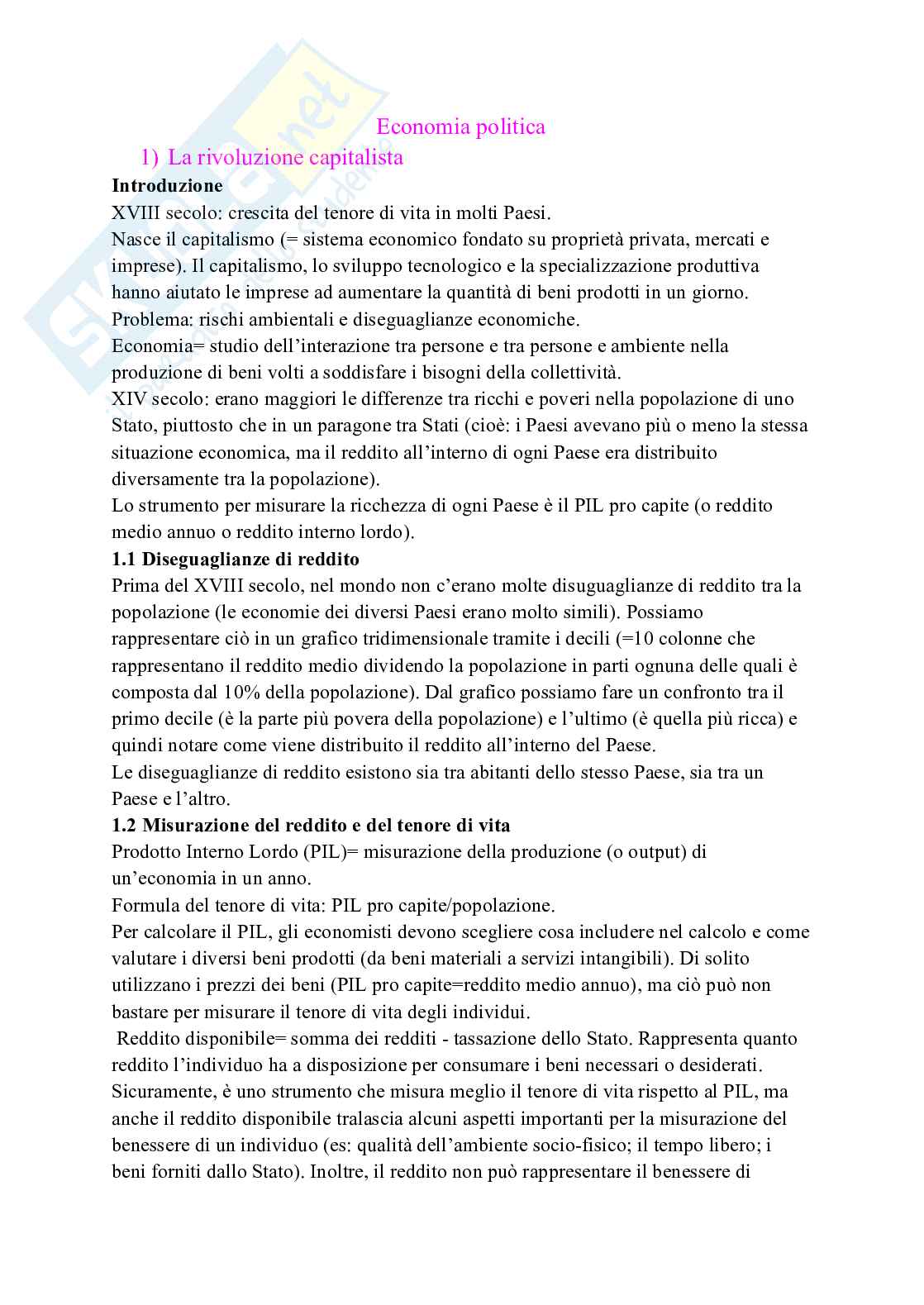 Riassunto esame Economia politica, Prof. Kopinska Joanna Aleksandra, libro consigliato L'economia, The CORE team Pag. 1