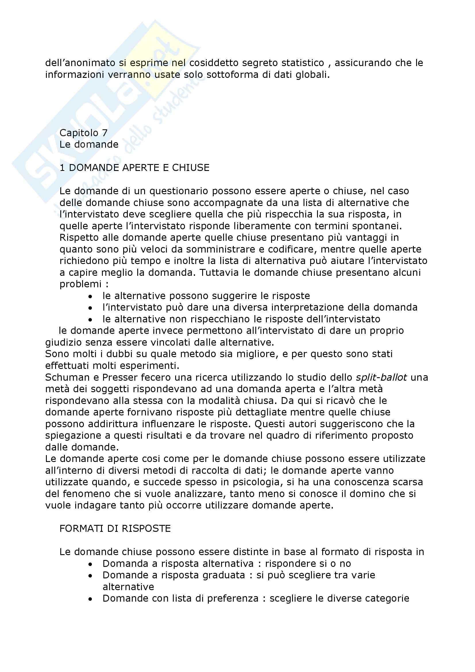 Riassunto esame Tecniche di misurazione in psicologia, prof. Lucidi, libro consigliato Il questionario: aspetti teorici e pratici di Manganelli, Rattazzi Pag. 6