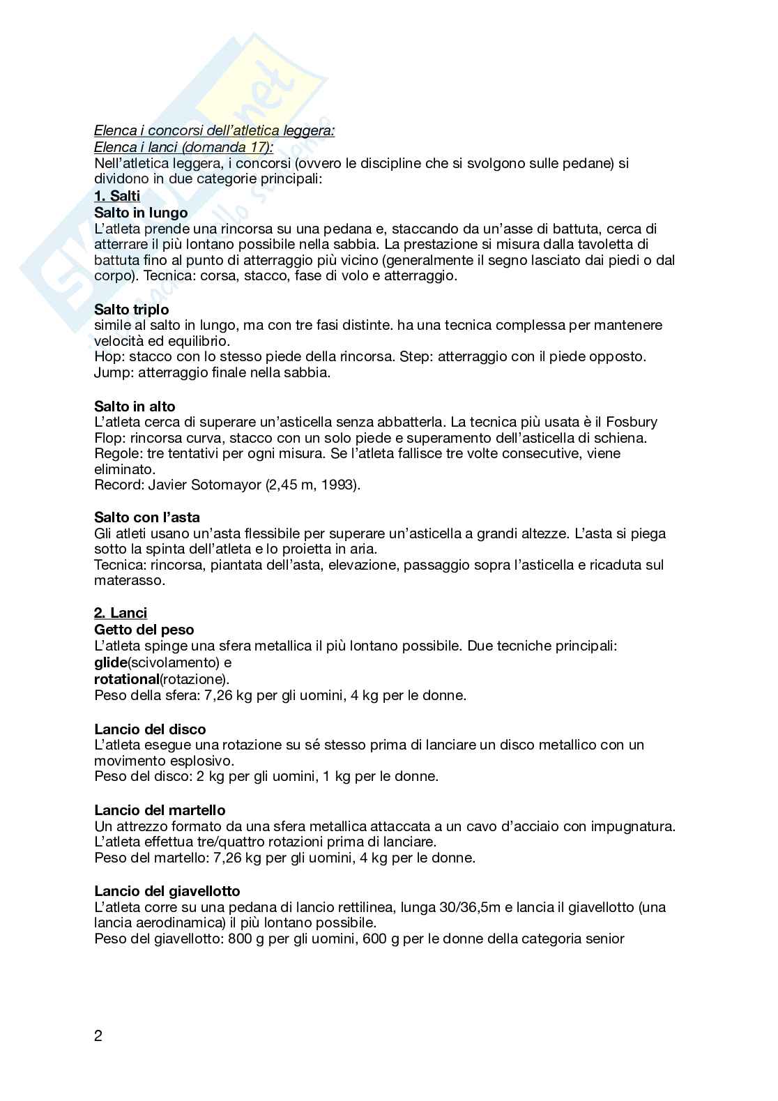 Domande aperte Didattica degli sport individuali Pag. 2