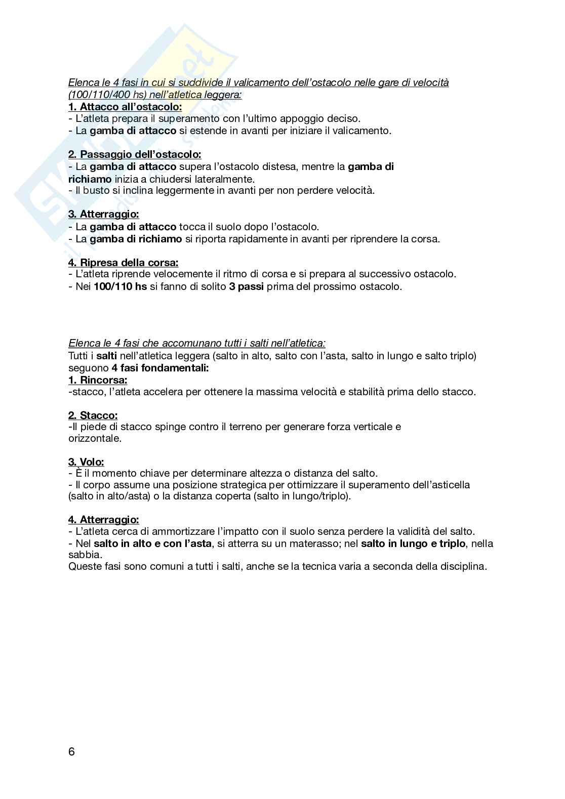 Domande aperte Didattica degli sport individuali Pag. 6