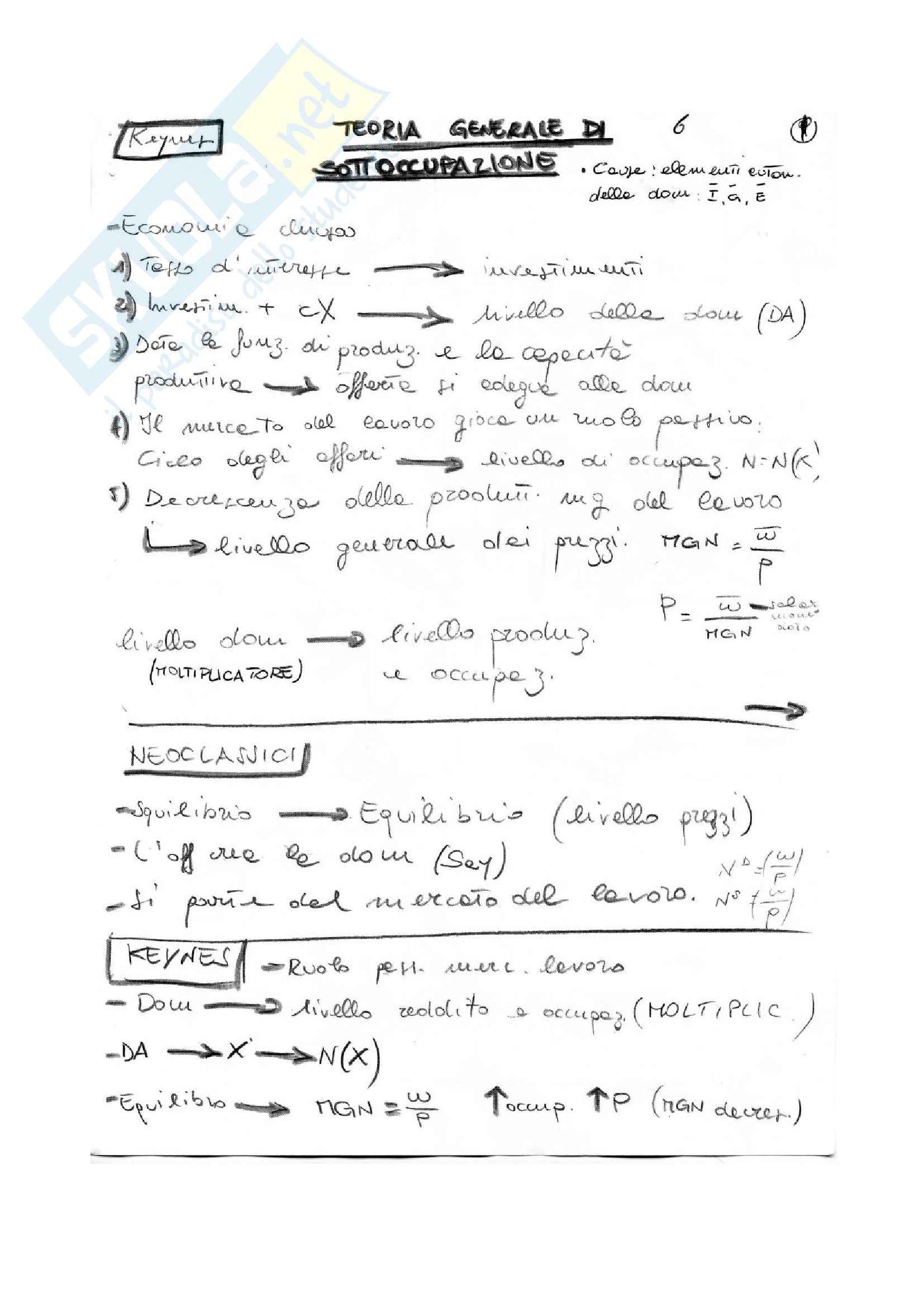 Istituzioni di economia - la teoria generale di sottoccupazione Pag. 1