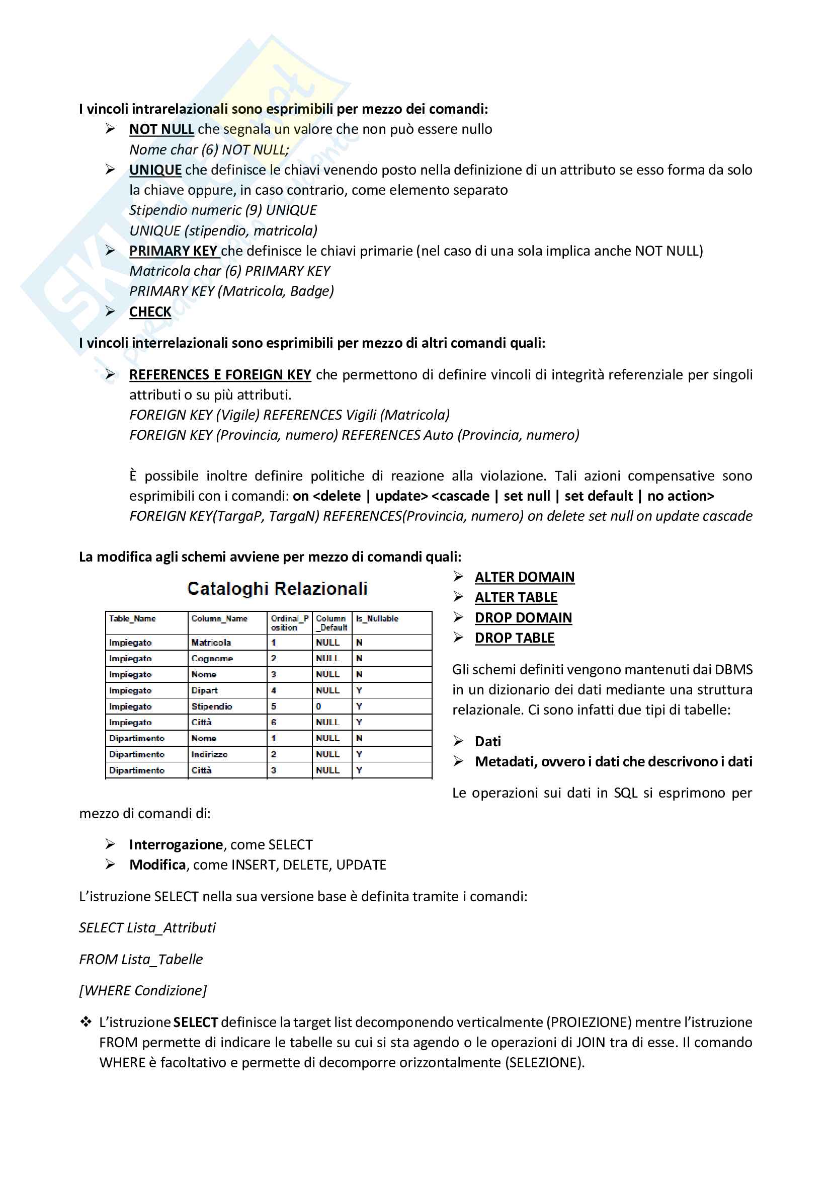 Corso di Sistemi informativi e basi di dati Pag. 31