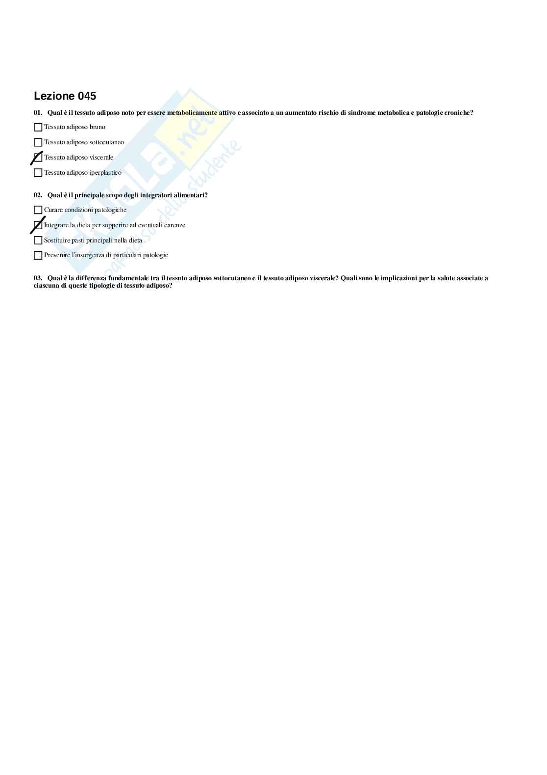 Paniere di Fisiologia dei nutrienti (2026) - Risposte multiple corrette Pag. 41