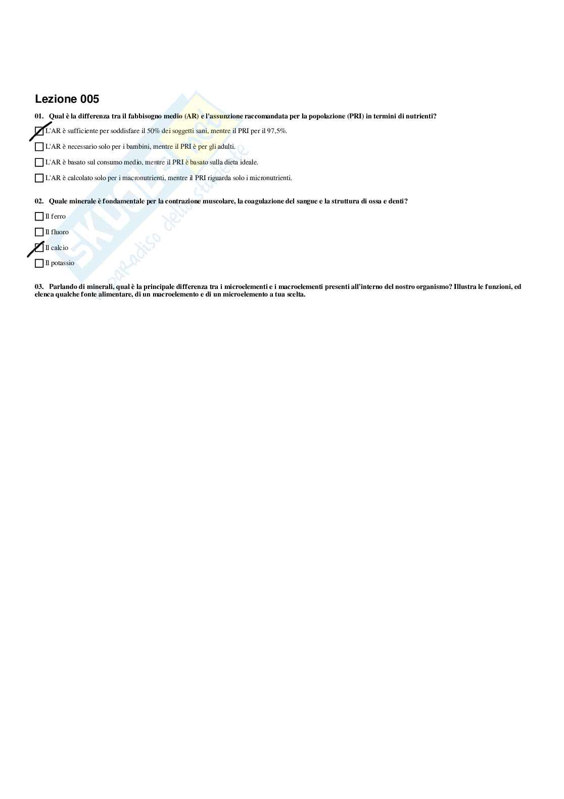 Paniere di Fisiologia dei nutrienti (2026) - Risposte multiple corrette Pag. 6