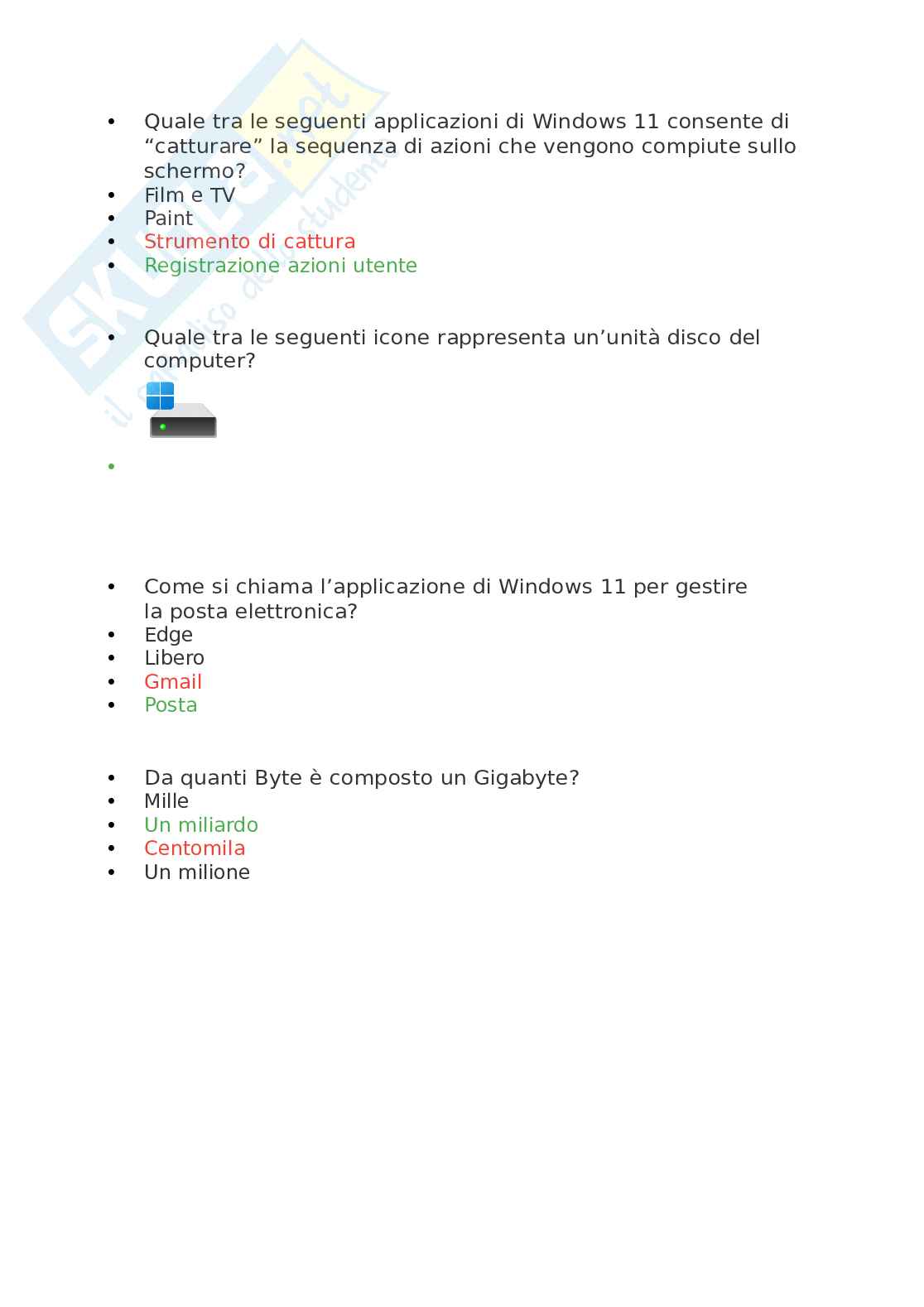 Eipass 7 moduli (versione 6.0) - Modulo 1  - Domande e risposte su Windows 11 e Hardware Pag. 11