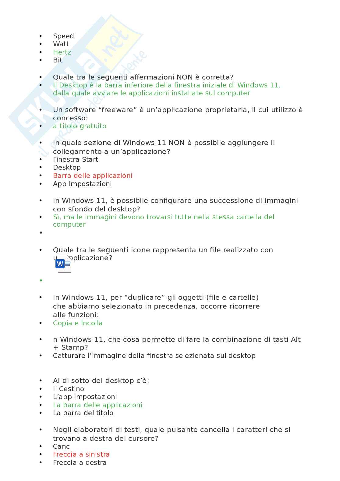 Eipass 7 moduli (versione 6.0) - Modulo 1  - Domande e risposte su Windows 11 e Hardware Pag. 2