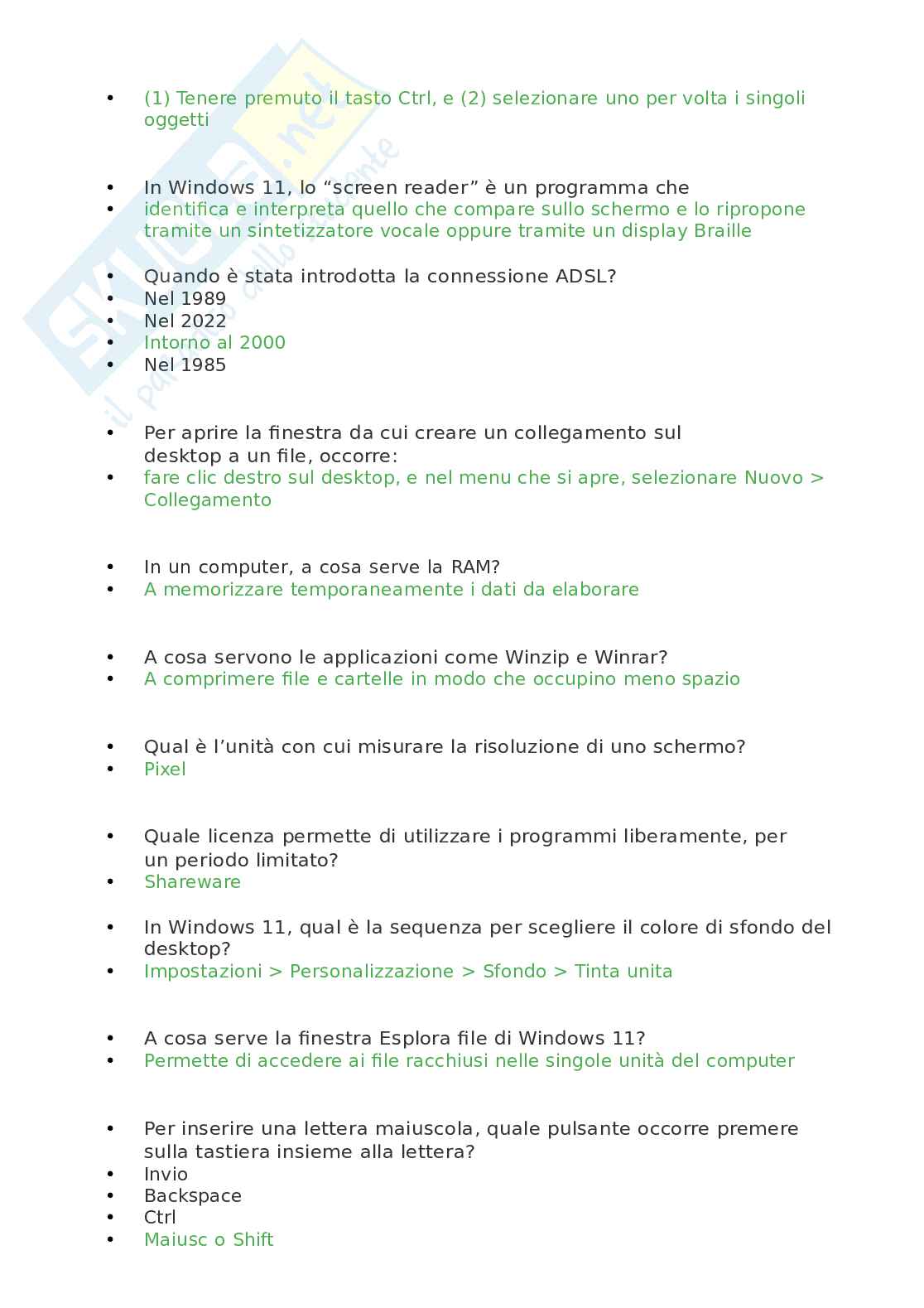 Eipass 7 moduli (versione 6.0) - Modulo 1  - Domande e risposte su Windows 11 e Hardware Pag. 6