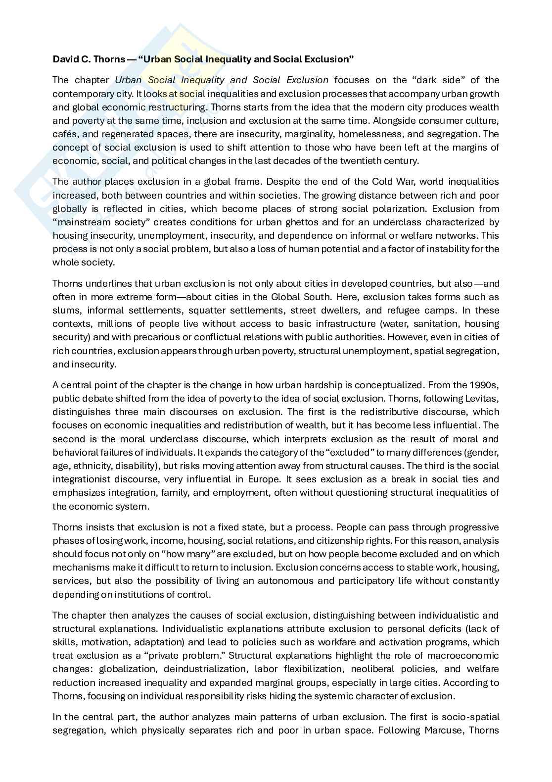 Paper Sociology of the city Pag. 21