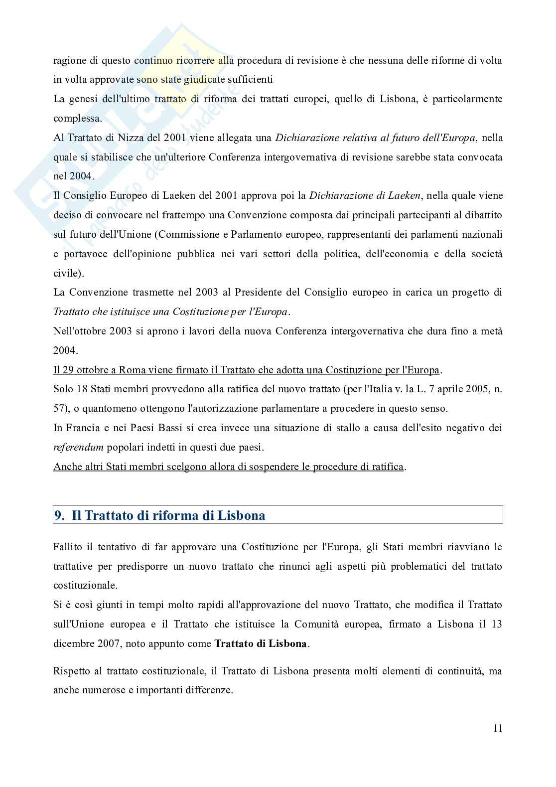 Riassunto esame Diritto dell'Unione europea, Prof. Marino Silvia, libro consigliato Diritto dell'Unione Europea - 8^edizione, Daniele Pag. 11