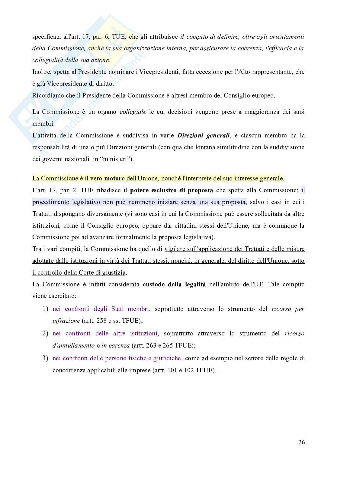 Riassunto esame Diritto dell'Unione europea, Prof. Marino Silvia, libro consigliato Diritto dell'Unione Europea - 8^edizione, Daniele Pag. 26