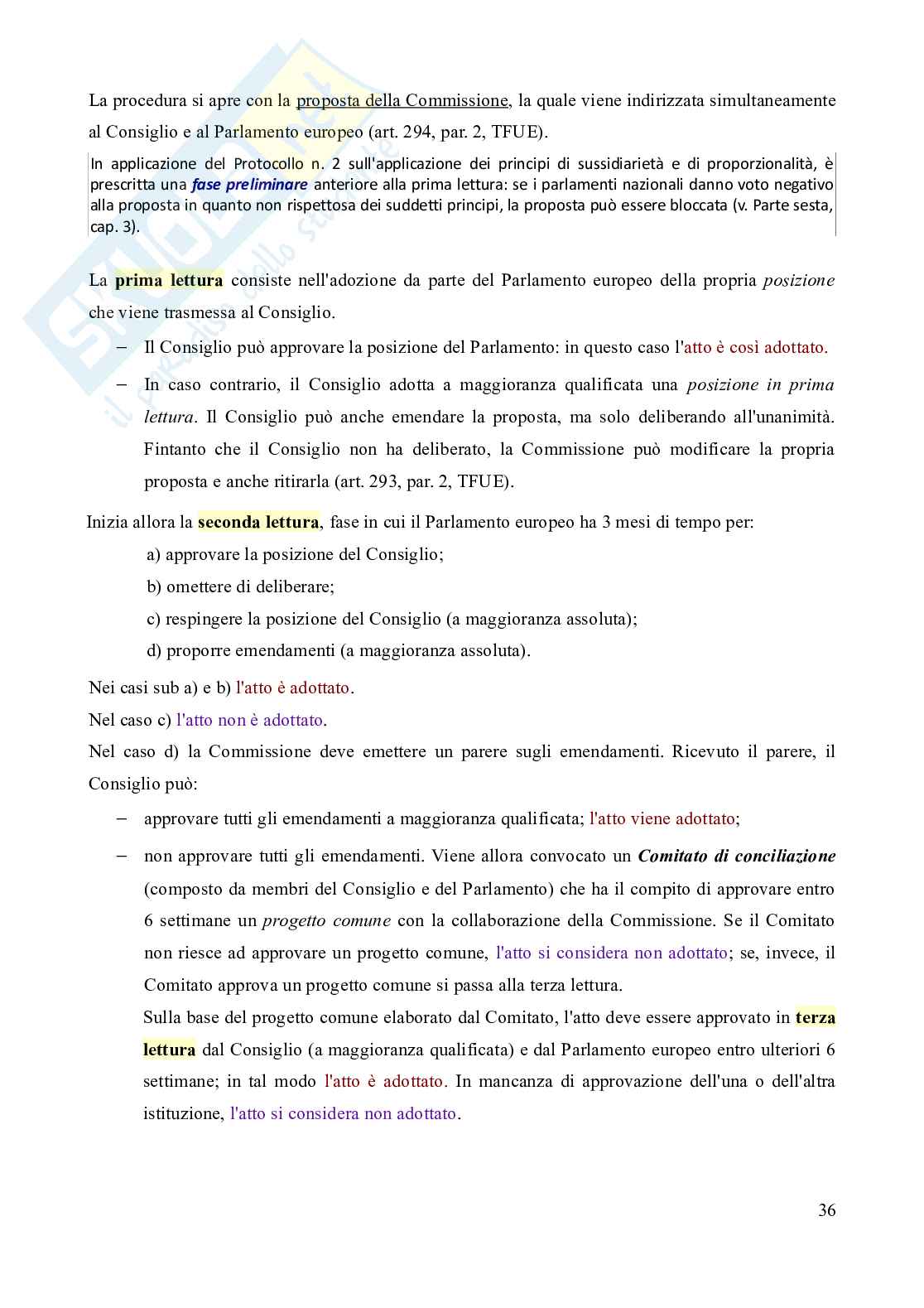 Riassunto esame Diritto dell'Unione europea, Prof. Marino Silvia, libro consigliato Diritto dell'Unione Europea - 8^edizione, Daniele Pag. 36
