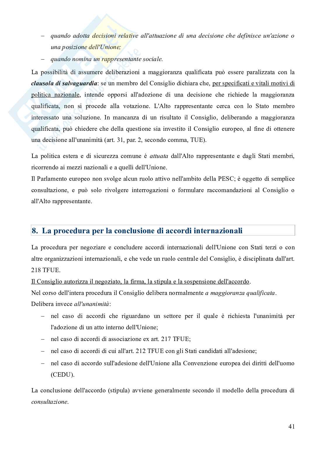 Riassunto esame Diritto dell'Unione europea, Prof. Marino Silvia, libro consigliato Diritto dell'Unione Europea - 8^edizione, Daniele Pag. 41