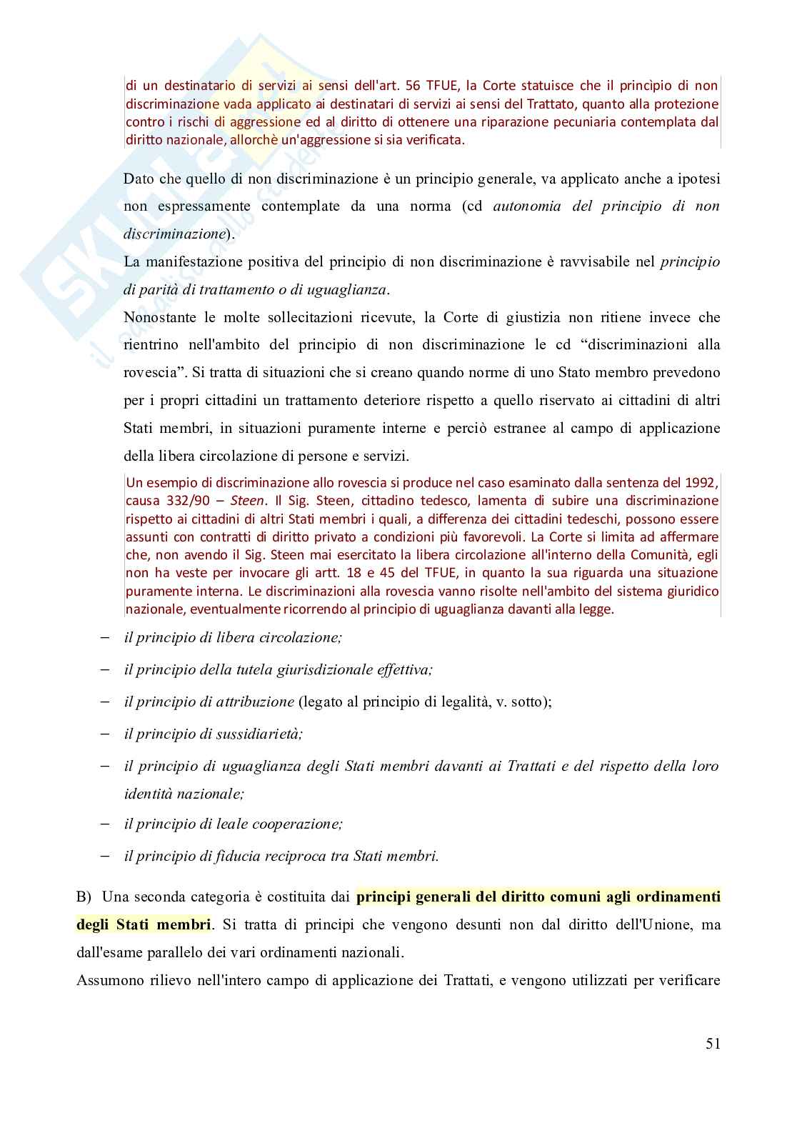 Riassunto esame Diritto dell'Unione europea, Prof. Marino Silvia, libro consigliato Diritto dell'Unione Europea - 8^edizione, Daniele Pag. 51