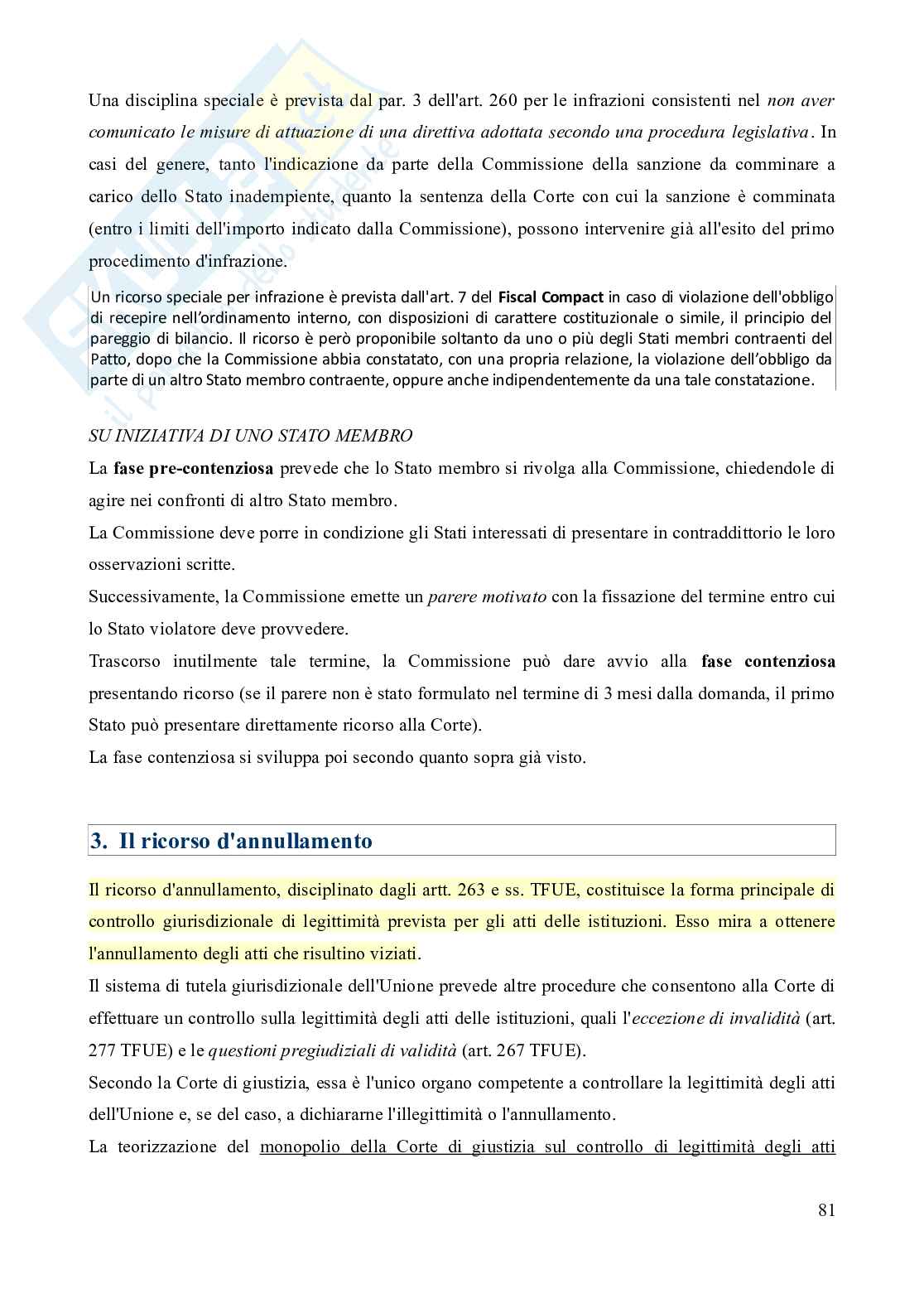 Riassunto esame Diritto dell'Unione europea, Prof. Marino Silvia, libro consigliato Diritto dell'Unione Europea - 8^edizione, Daniele Pag. 81