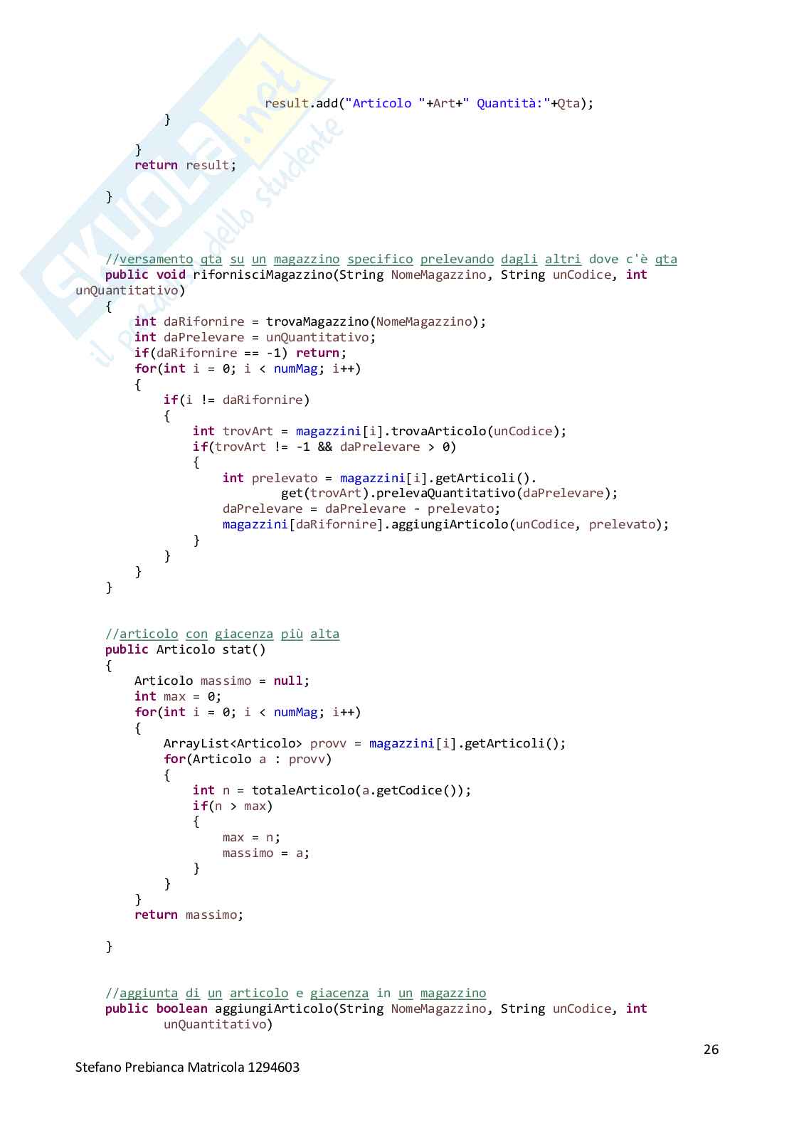 Progetto Java Gestione Magazzini Pag. 26