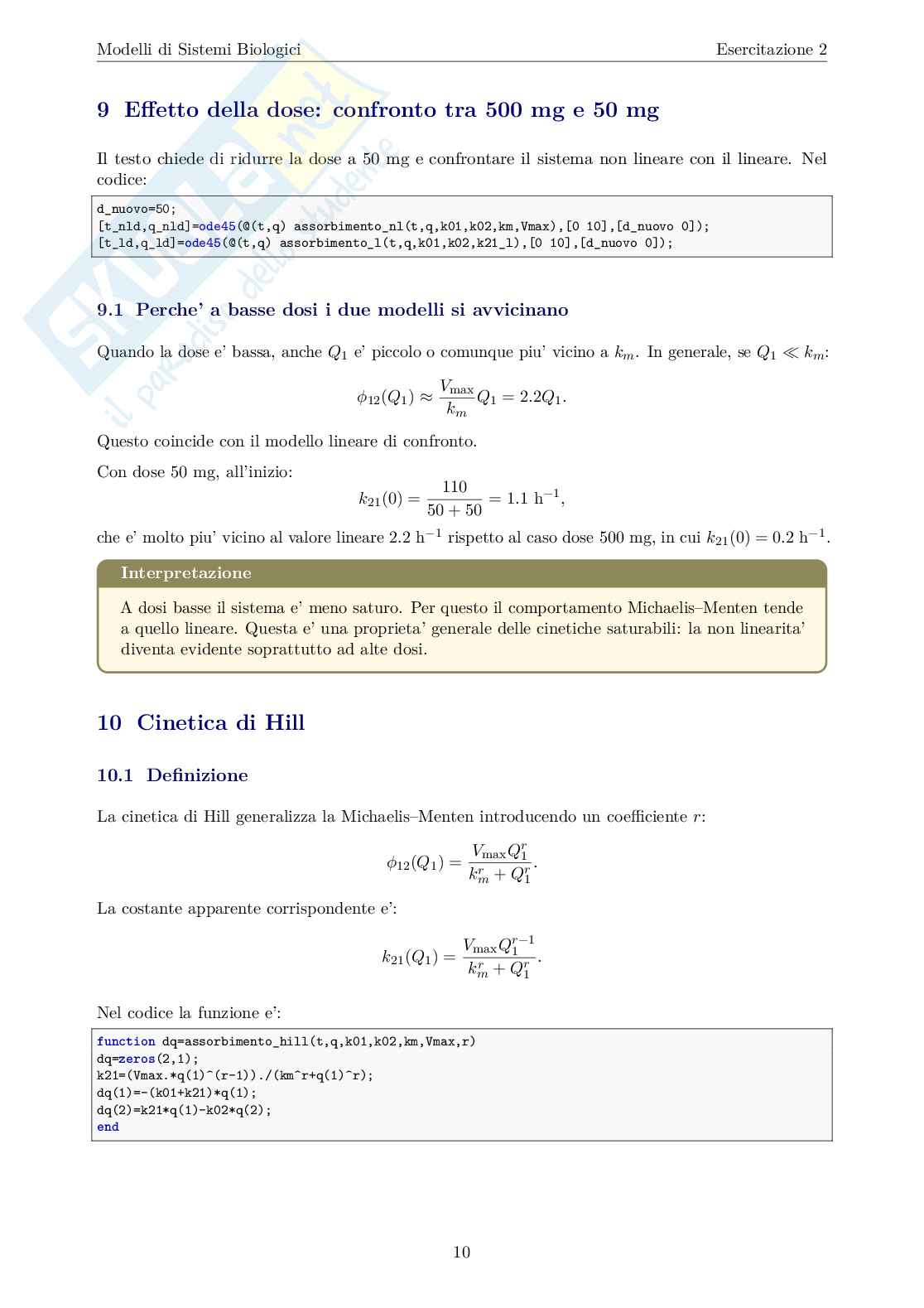 Esercitazione 2: Modelli compartimentali non lineari Pag. 11