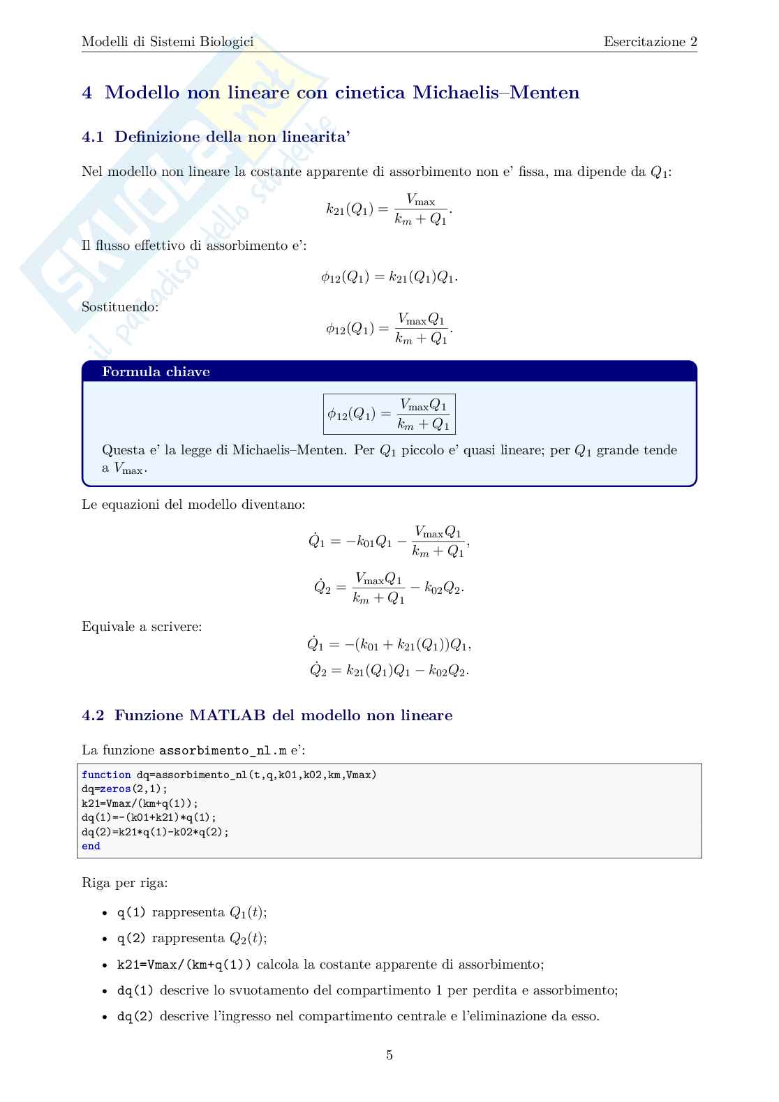 Esercitazione 2: Modelli compartimentali non lineari Pag. 6