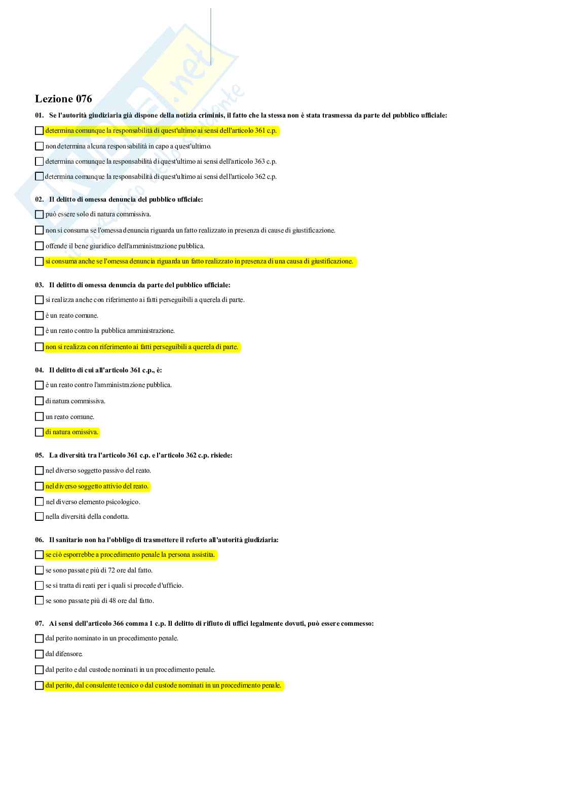 Paniere di Diritto penale con multiple + aperte - 2025 Pag. 81