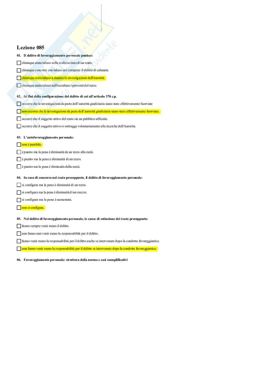 Paniere di Diritto penale con multiple + aperte - 2025 Pag. 91