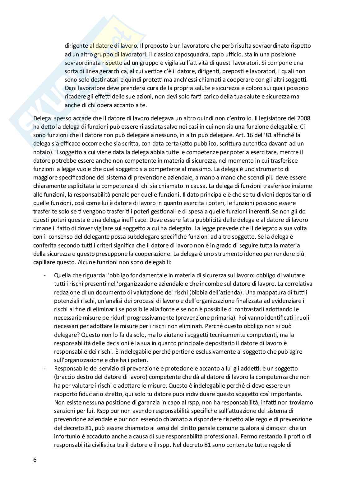 Riassunto esame Diritto del lavoro, Prof. Pascucci Paolo, libro consigliato La tutela della salute e della sicurezza sul lavoro: il Titolo I del d.lgs. n. 81/2008 dopo il Jobs Act, Pascucci Pag. 6