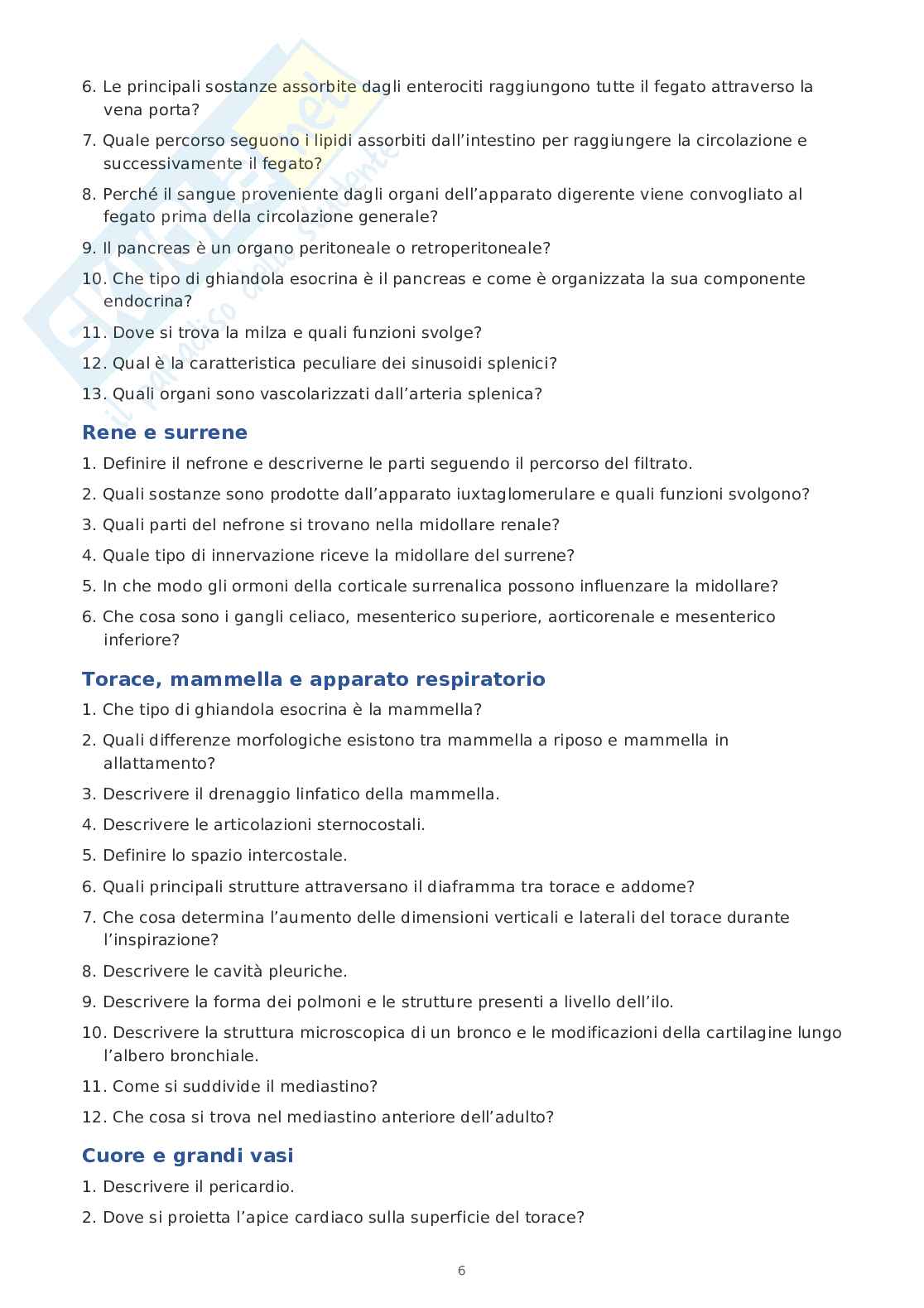 Anatomia umana – Raccolta completa domande d’esame  Pag. 6