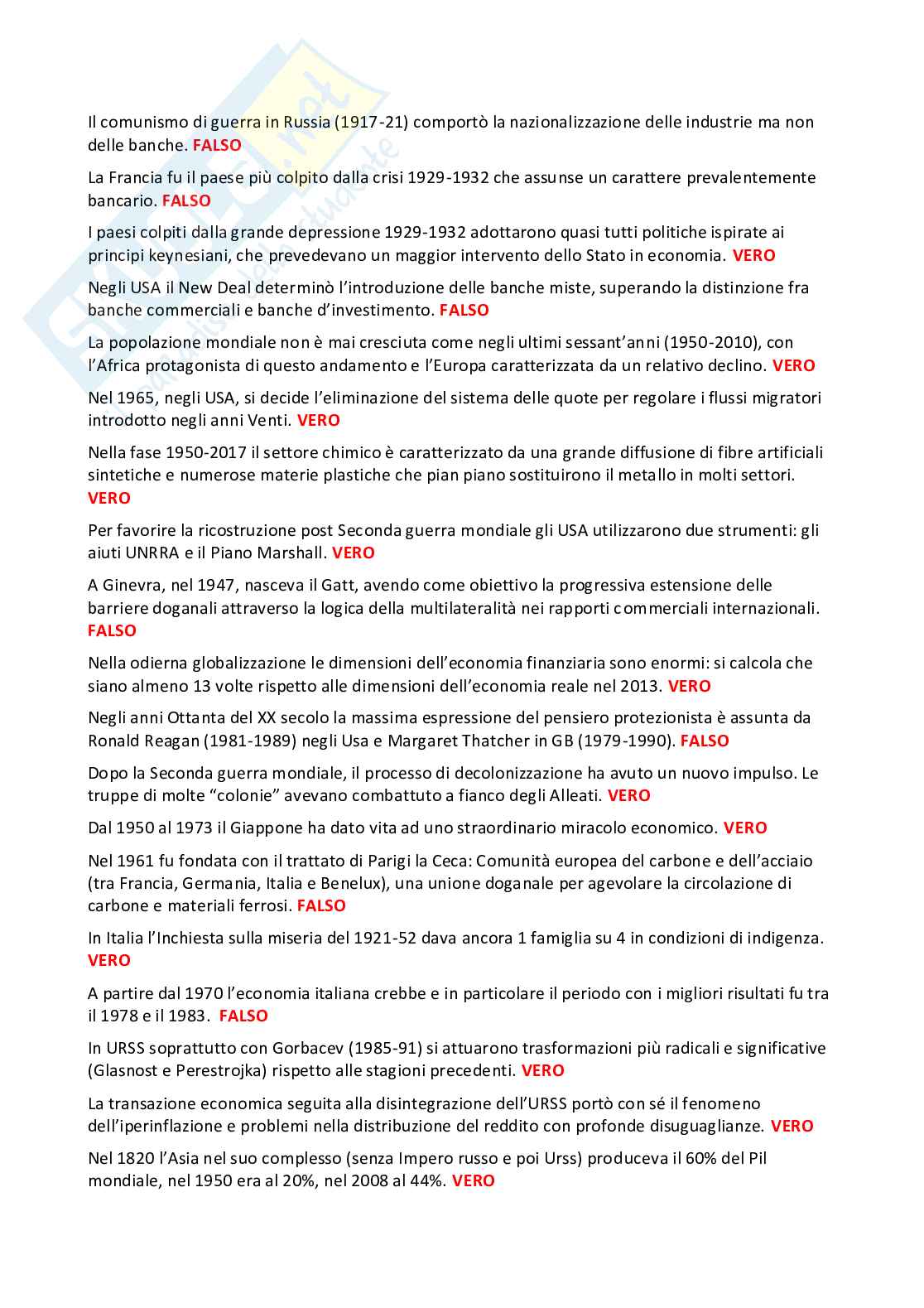 Esercitazioni promo semestre Dinamiche dell’economia globale Pag. 2