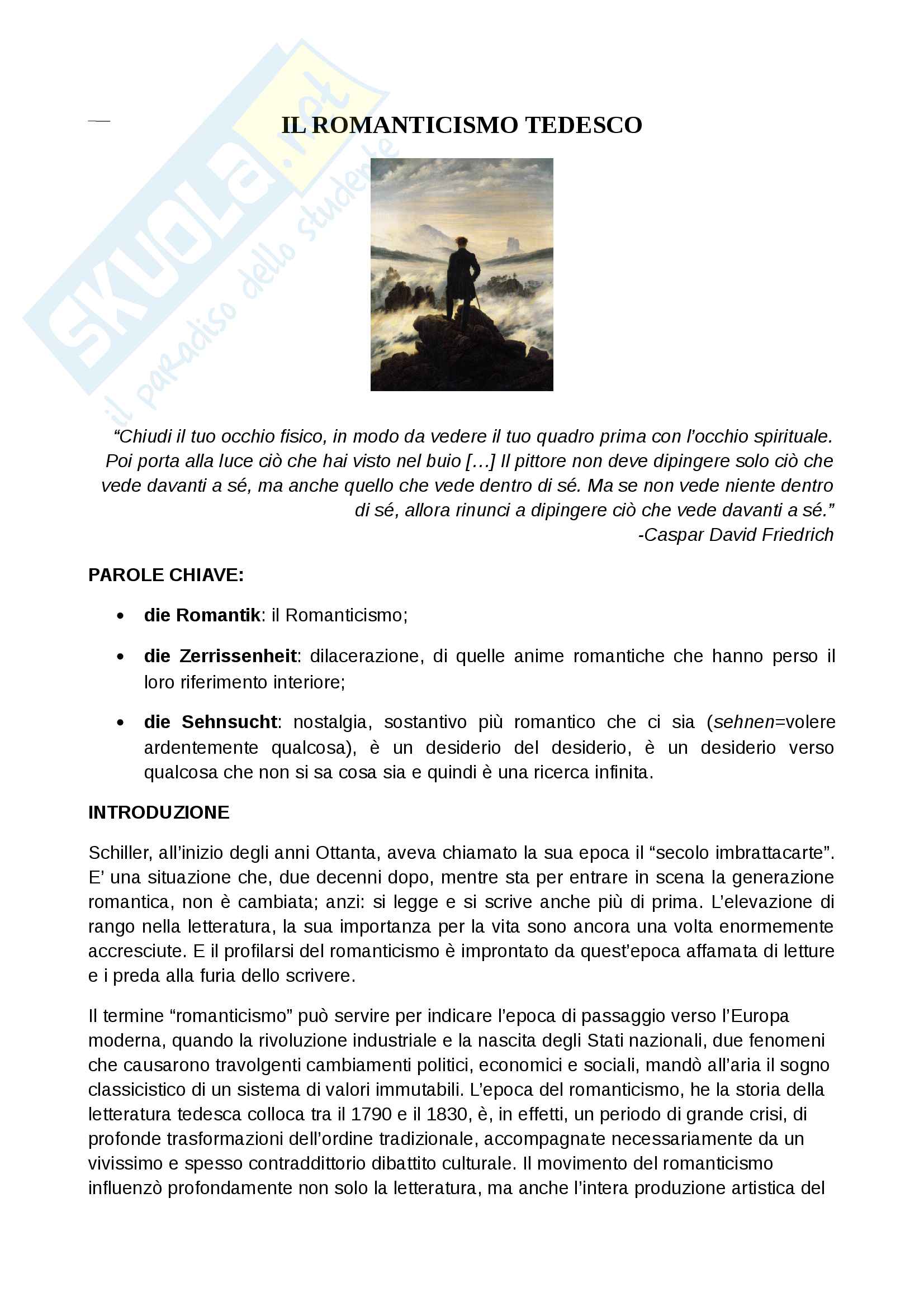 Il Romanticismo tedesco da Schlegel a Heine con approfondimenti Pag. 1