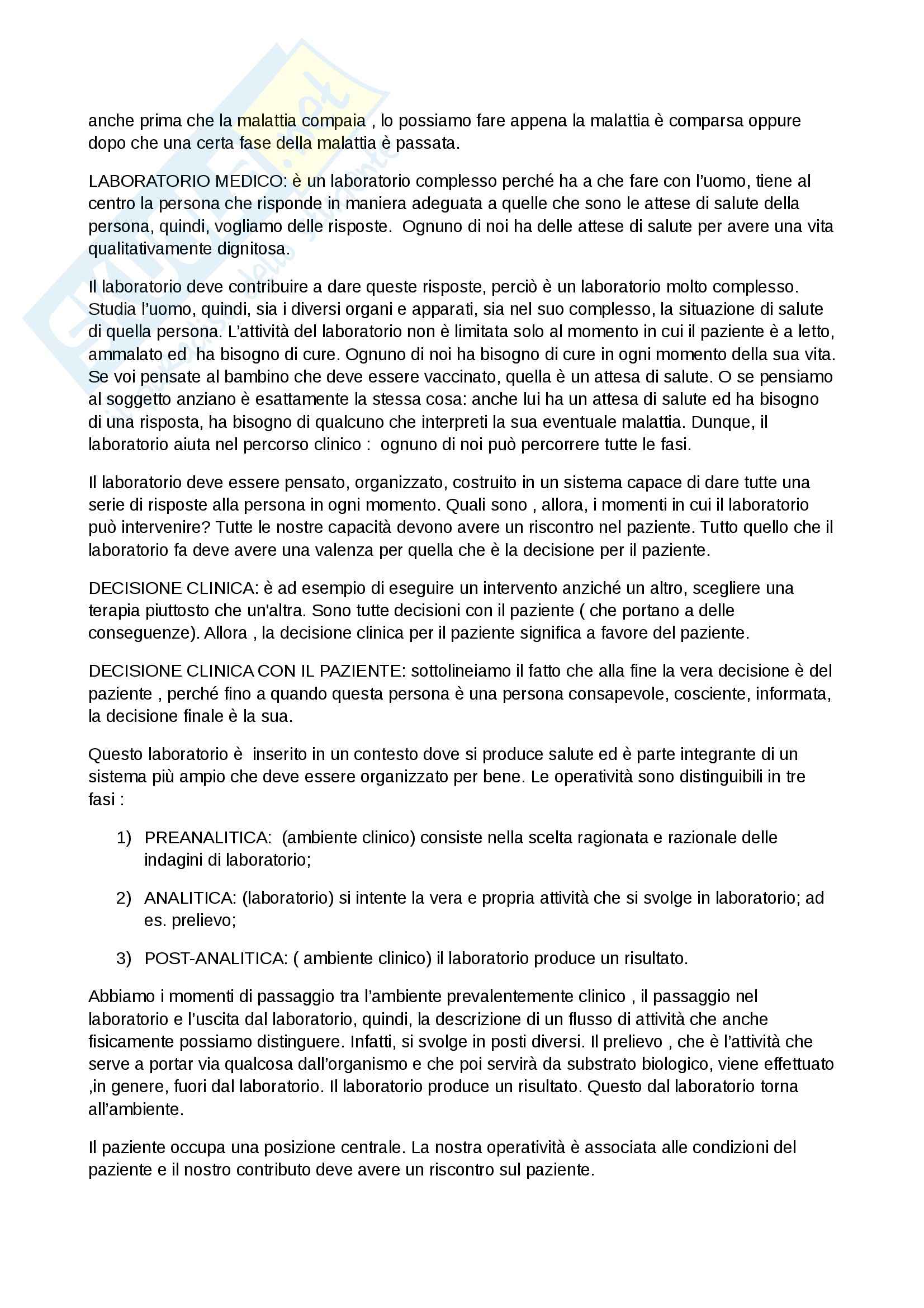Laboratorio Biomedico, Patologia clinica Pag. 2