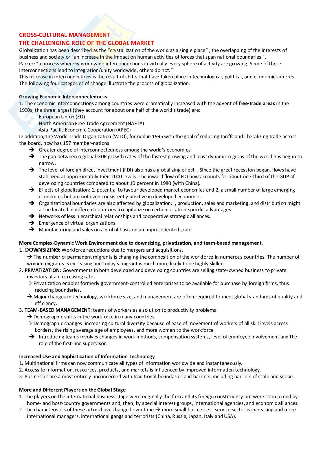 Appunti di Cross cultural management Pag. 1