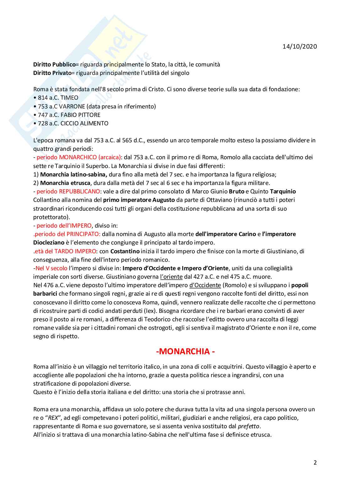 Appunti Elementi di diritto romano pubblico e privato Pag. 2