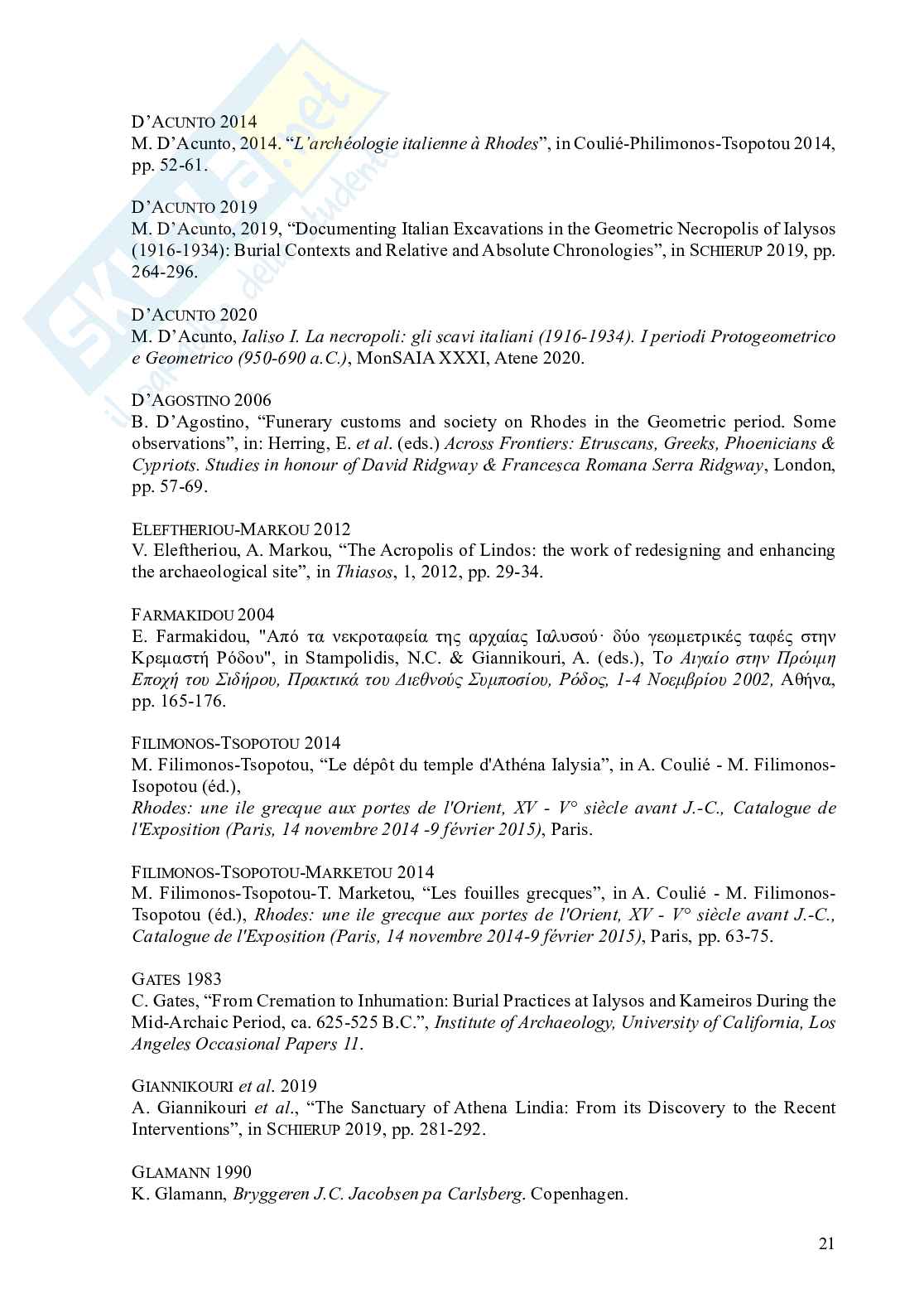 Archeologia a Rodi dalla fine del XIX secolo Pag. 21