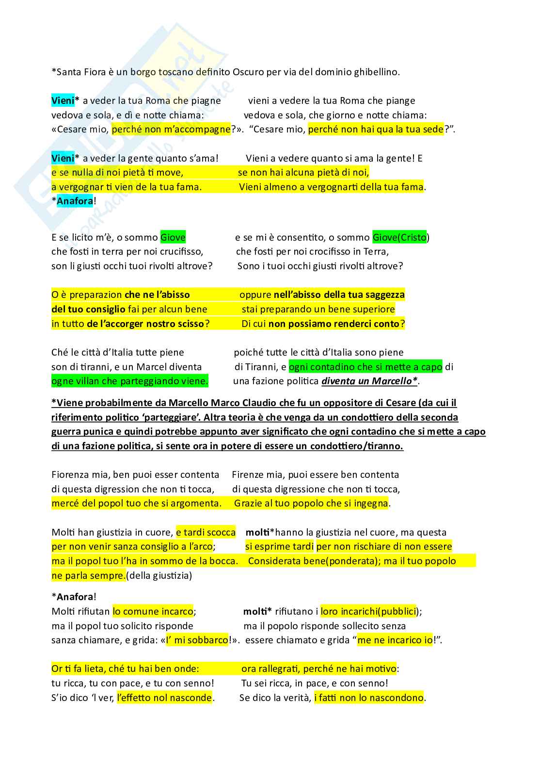 Approfondimento su Dante per l’orale di Letteratura Italiana Pag. 66