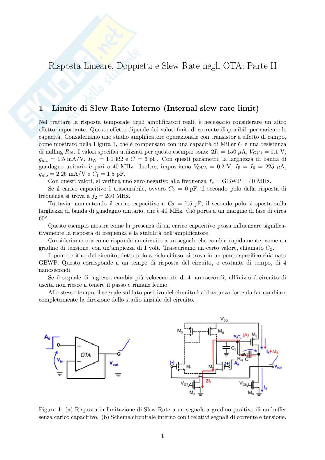 Risposta lineare, Slew Rate OTA: parte 2 Pag. 1