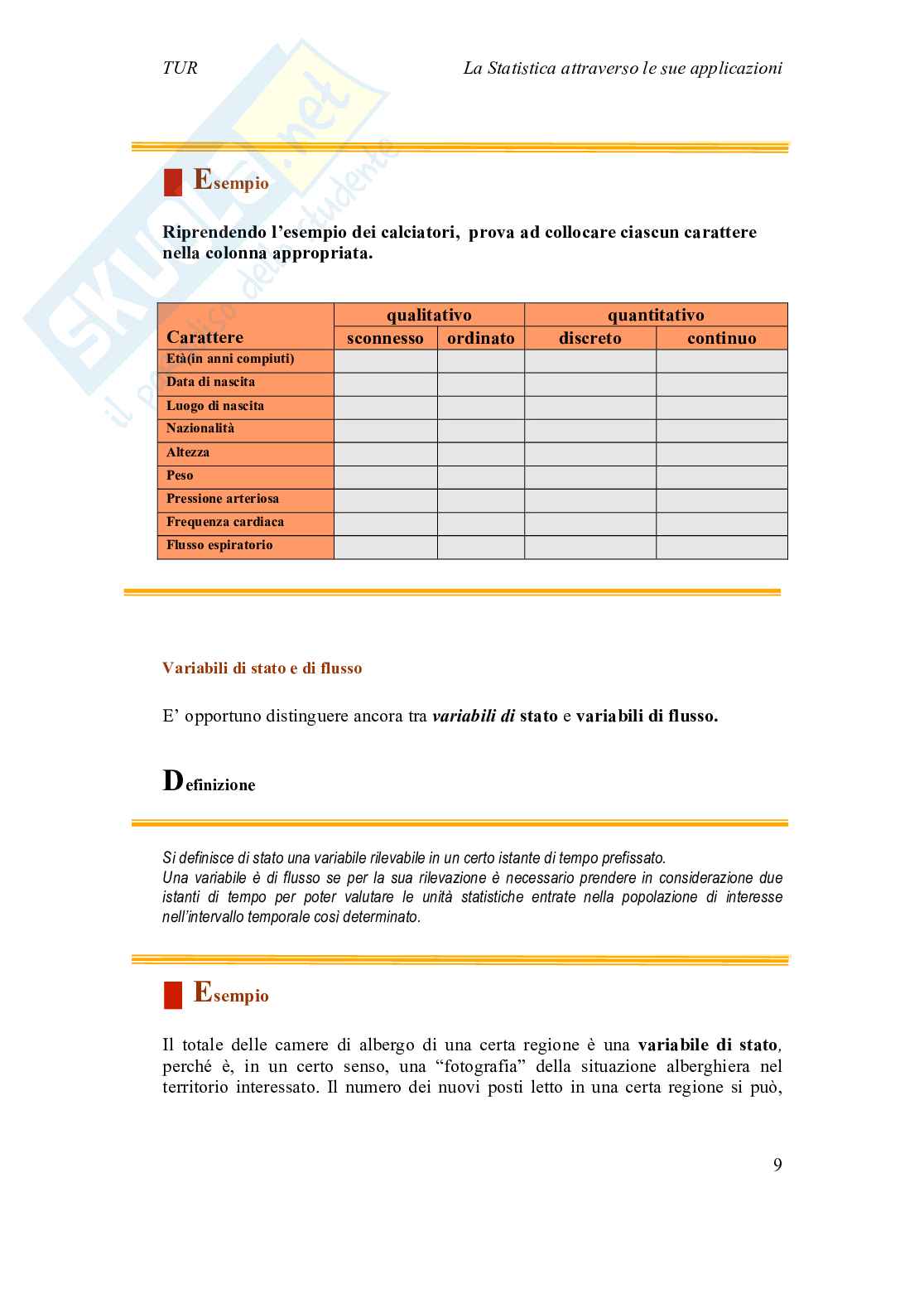 Statistica dei sistemi turistici Pag. 11