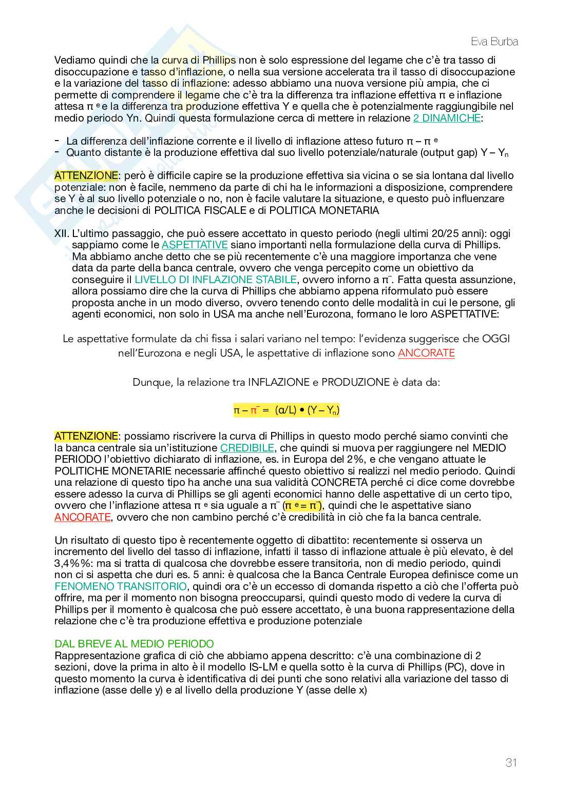 Appunti completi e dettagliati del corso di Macroeconomia: il medio periodo Pag. 31