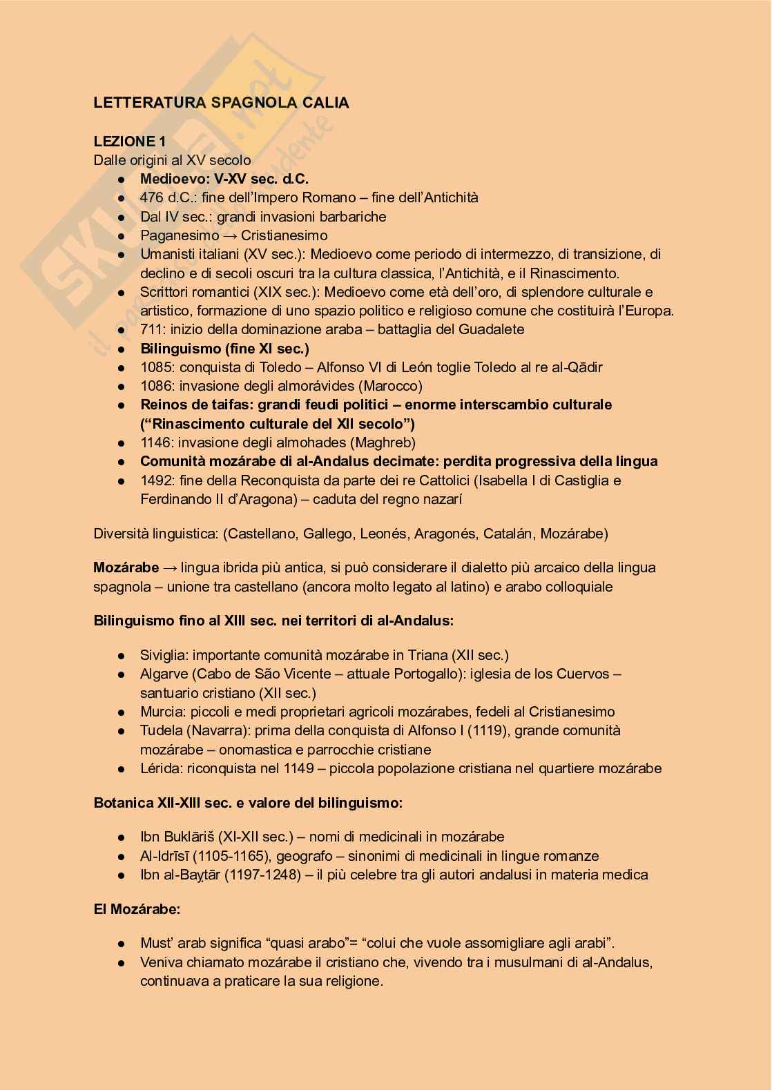 Appunti Letteratura spagnola 1, test  Pag. 1
