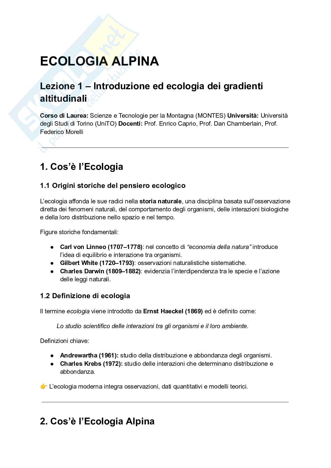 Ecologia alpina  Pag. 1