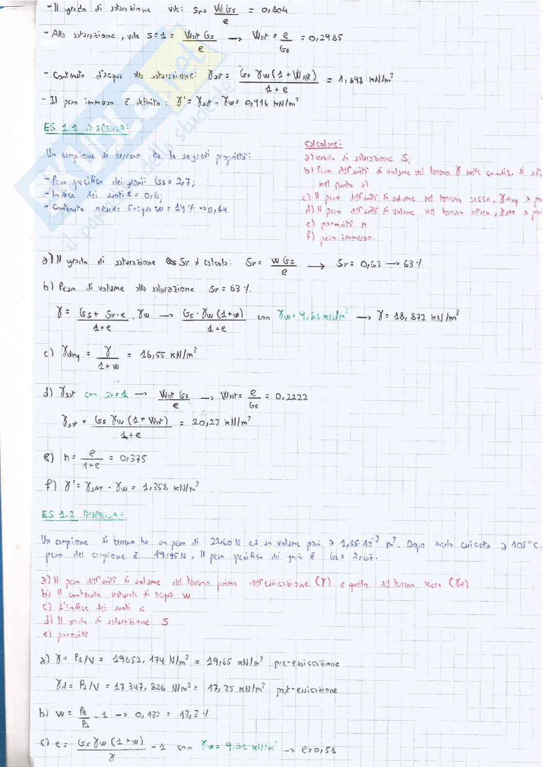 Esami ed esercizi per esame Geotecnica Pag. 2