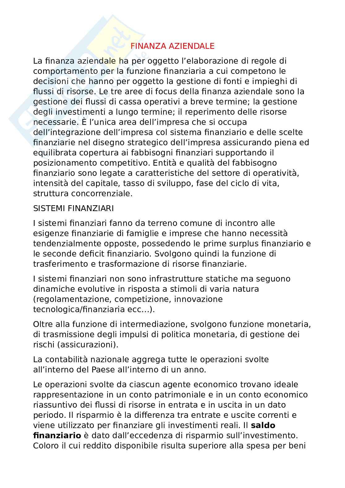 Appunti di Finanza aziendale Pag. 1