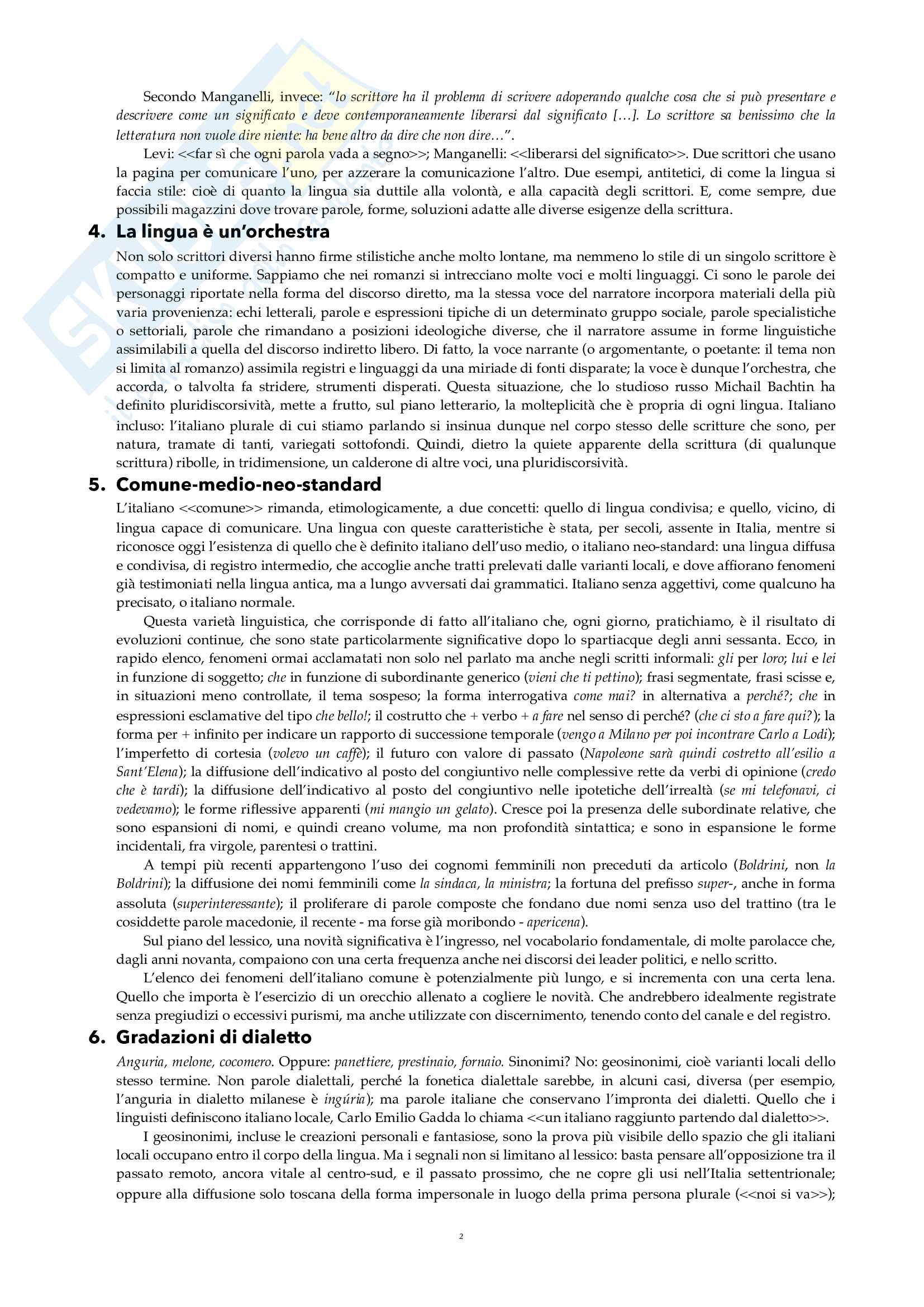 Riassunto esame di Tecniche di redazione, generi e testualità, prof. Bocchiola, libro consigliato: La lingua è un'orchestra Pag. 2