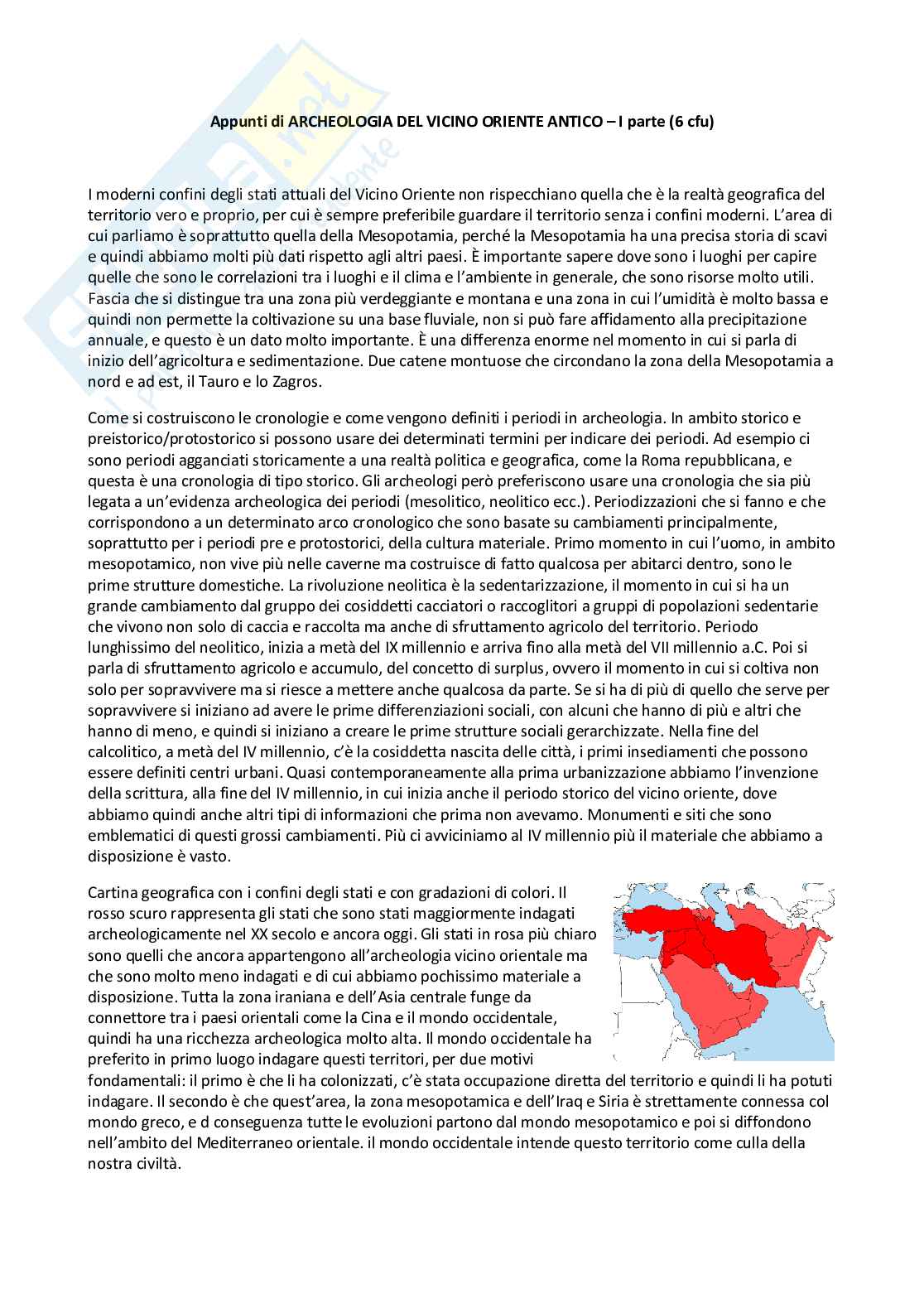 Appunti di Archeologia e storia dell'arte del Vicino Oriente antico - I parte Pag. 1