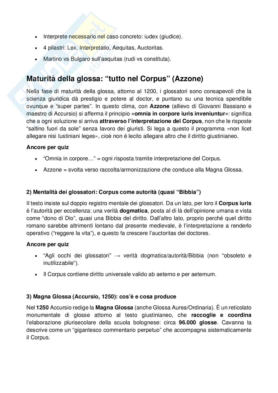 Appunti Storia del Diritto medievale e moderno - Tribubnale vescovile e glossa Pag. 6