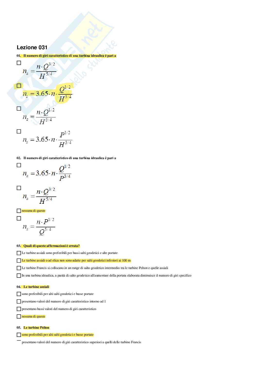 Macchine e sistemi energetici – Preparazione esame – Paniere completo risposte chiuse (255) – A.A. 2025/26 Pag. 41