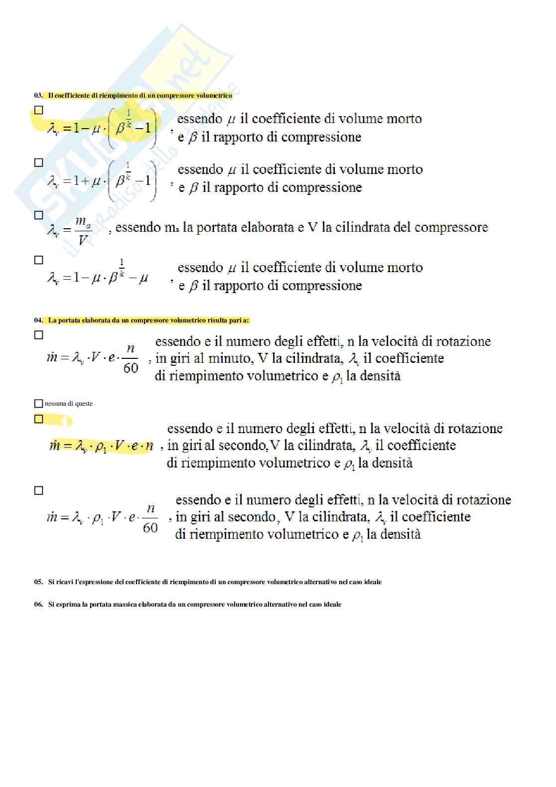 Macchine e sistemi energetici – Preparazione esame – Paniere completo risposte chiuse (255) – A.A. 2025/26 Pag. 46