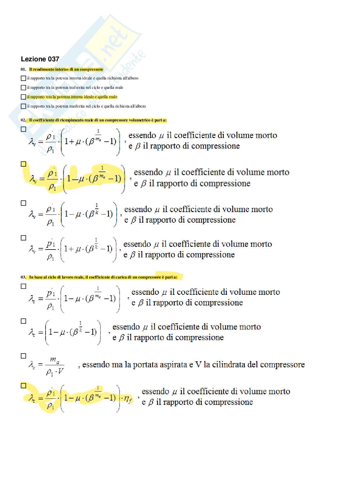 Macchine e sistemi energetici – Preparazione esame – Paniere completo risposte chiuse (255) – A.A. 2025/26 Pag. 51