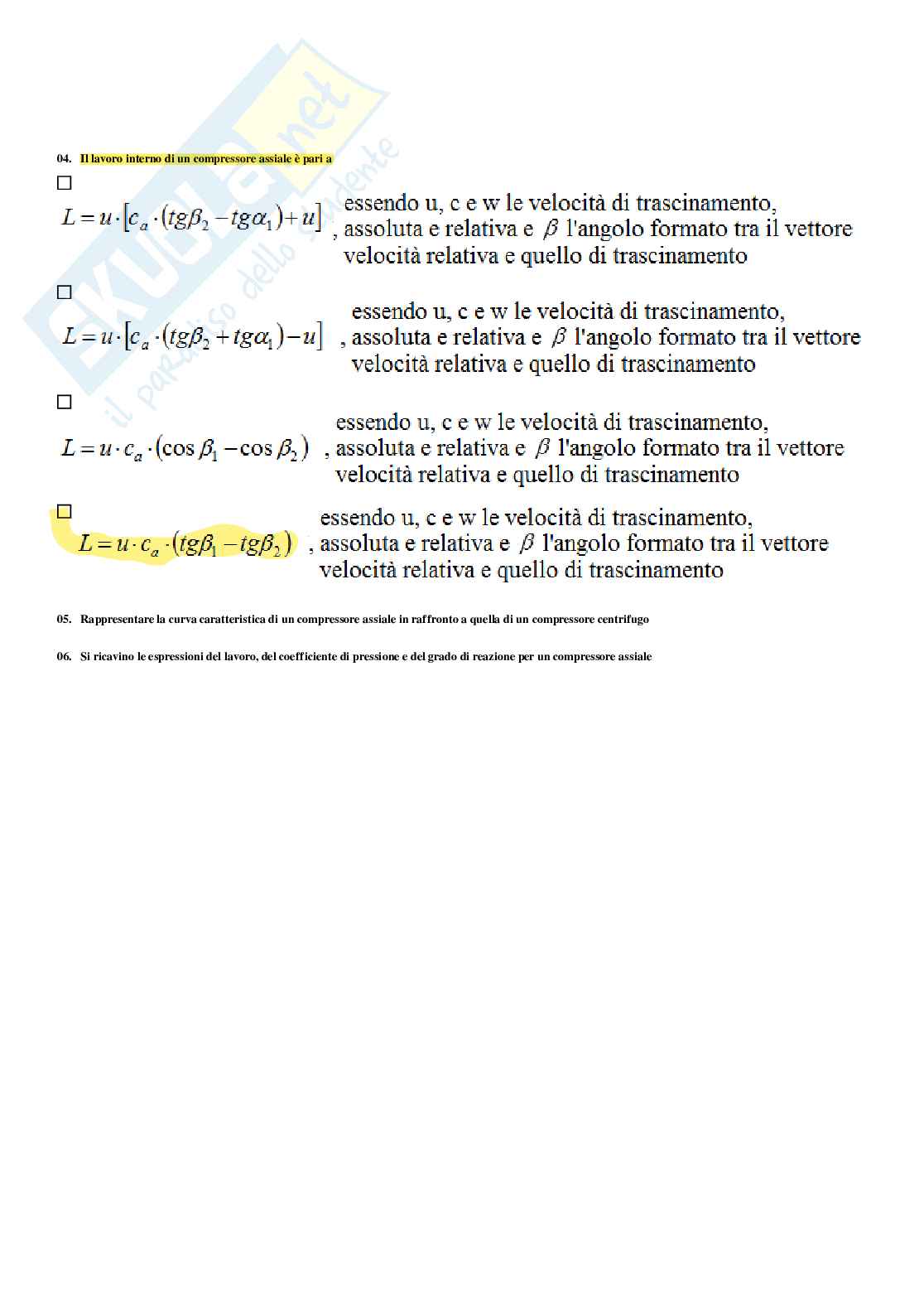Macchine e sistemi energetici – Preparazione esame – Paniere completo risposte chiuse (255) – A.A. 2025/26 Pag. 61