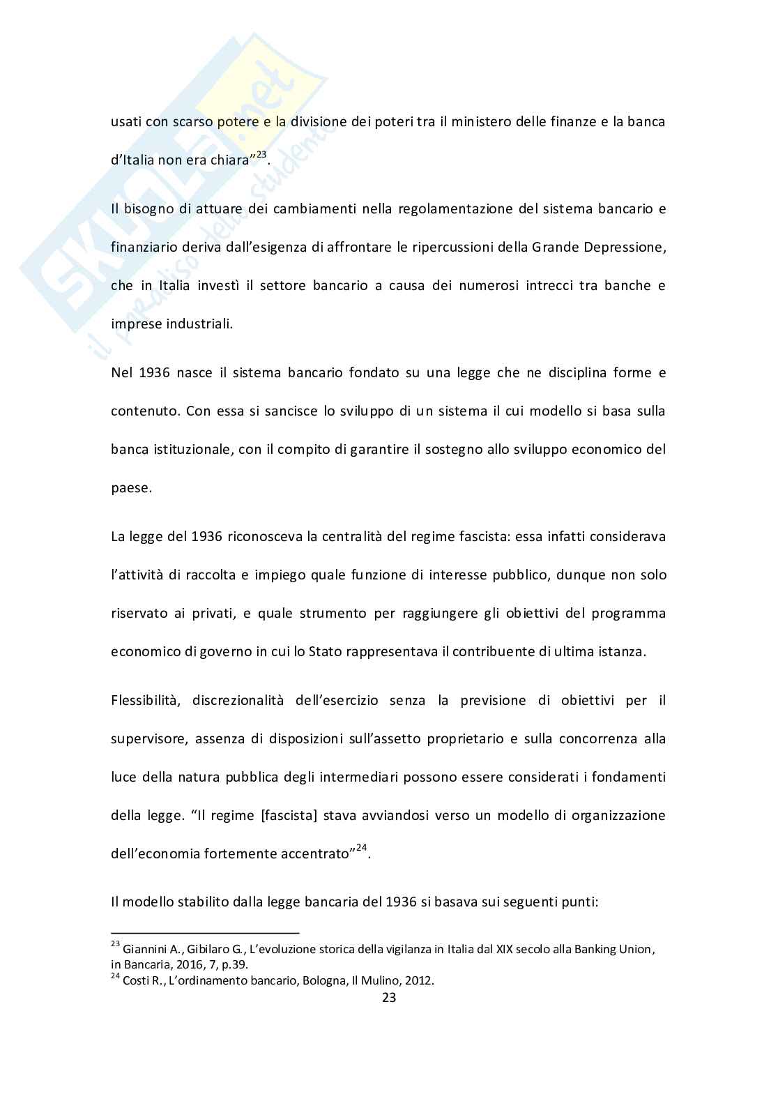 Vigilanza del sistema bancario e finanziario in Italia: principi ed evoluzione Pag. 26