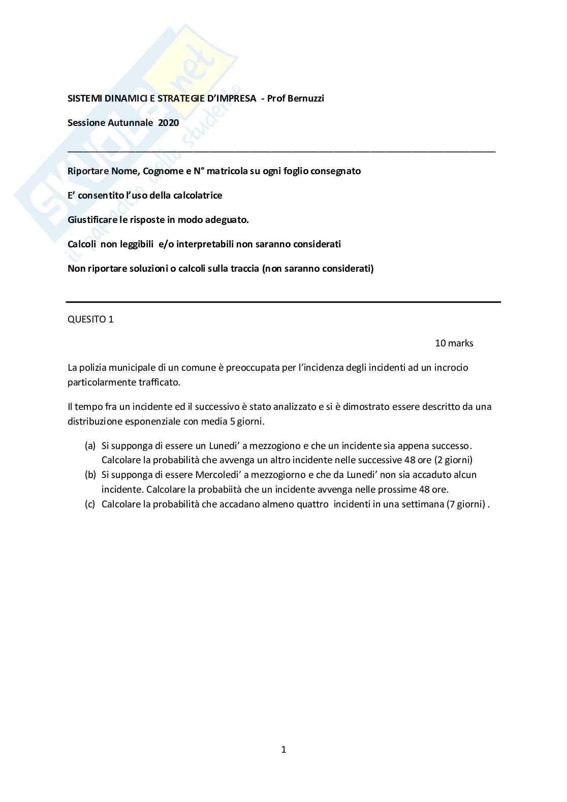 Temi d'esame Sistemi Dinamici e Strategie d'impresa Pag. 86