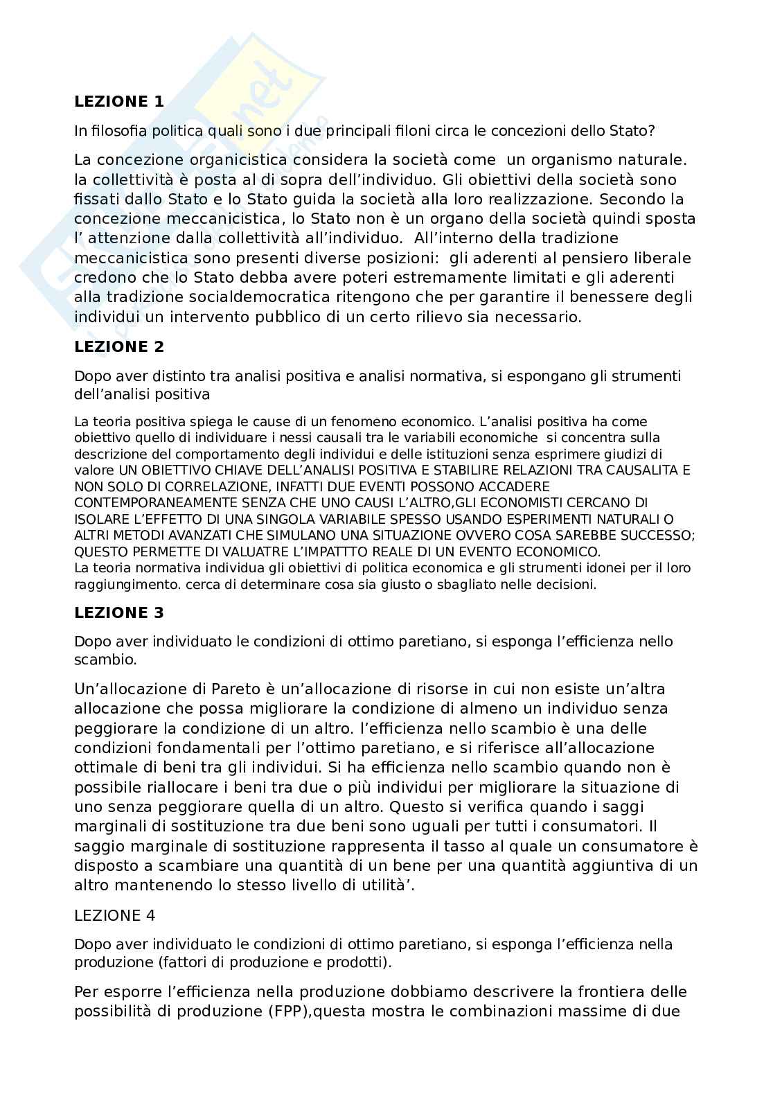 Paniere risposte aperte Scienza delle finanze  Pag. 1
